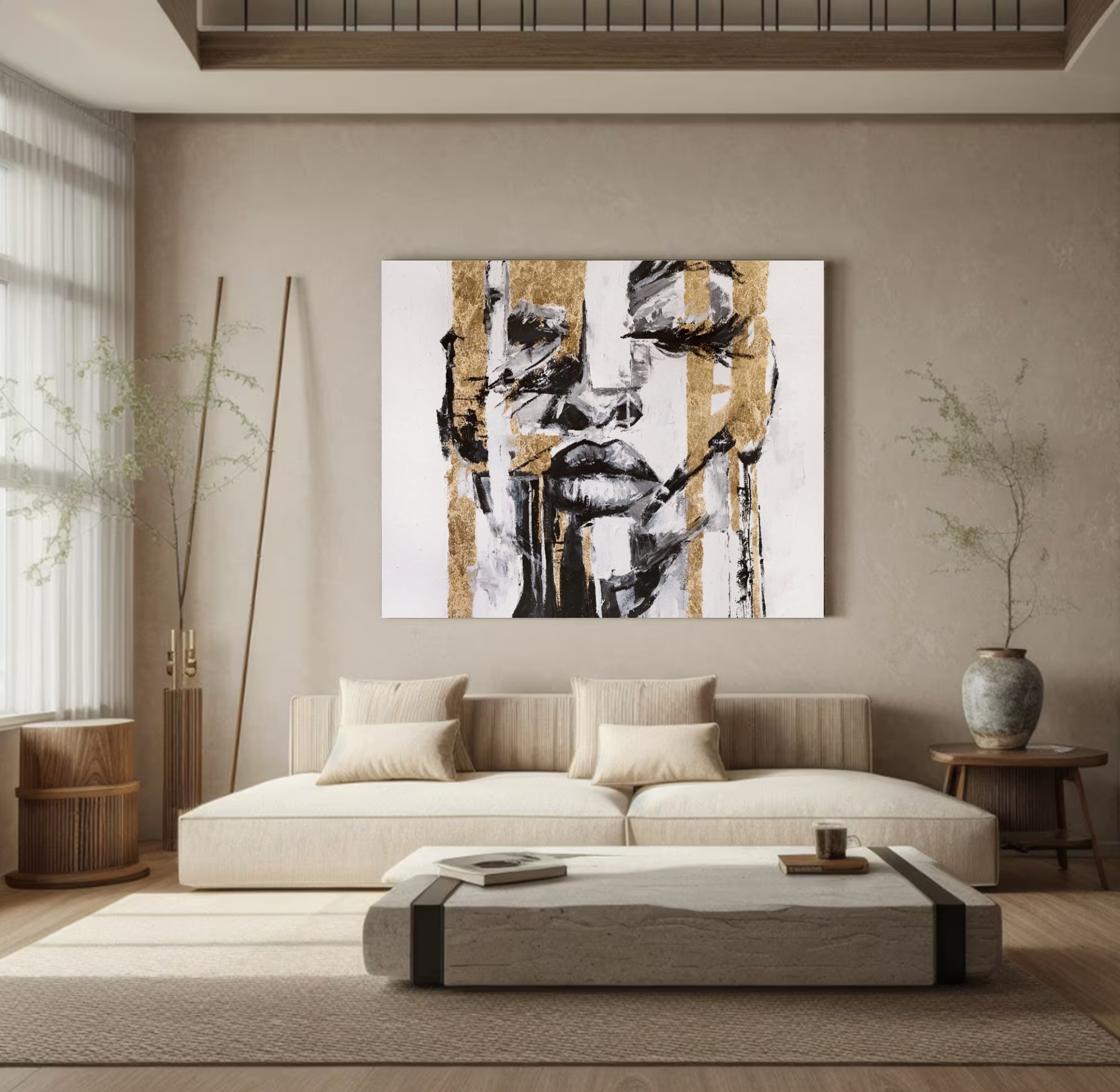 Abstract Human Portrait Contemporary Canvas Wall Art #HF008