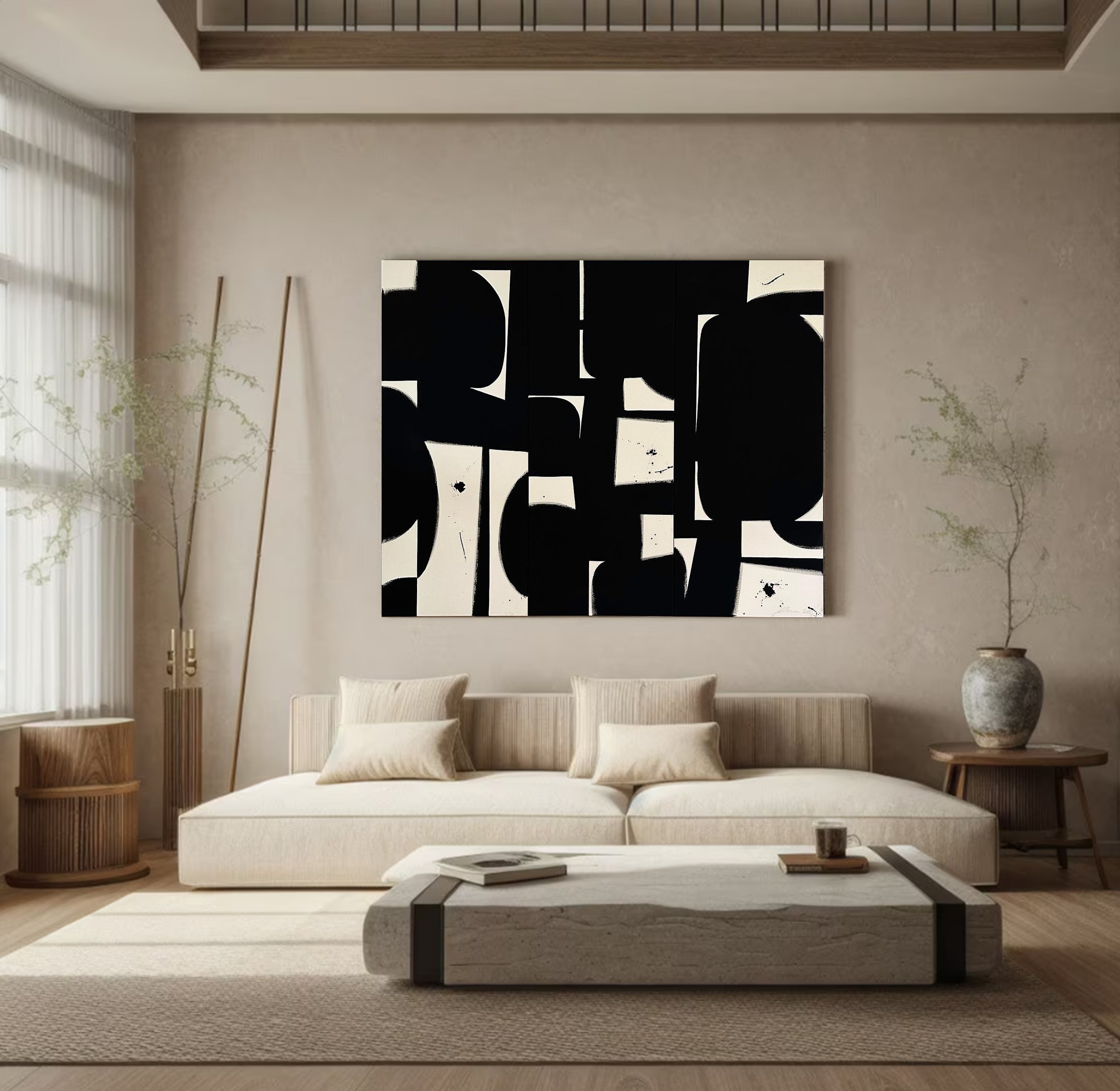 Black and White Abstract Art Minimalist Wall Decor #MM049