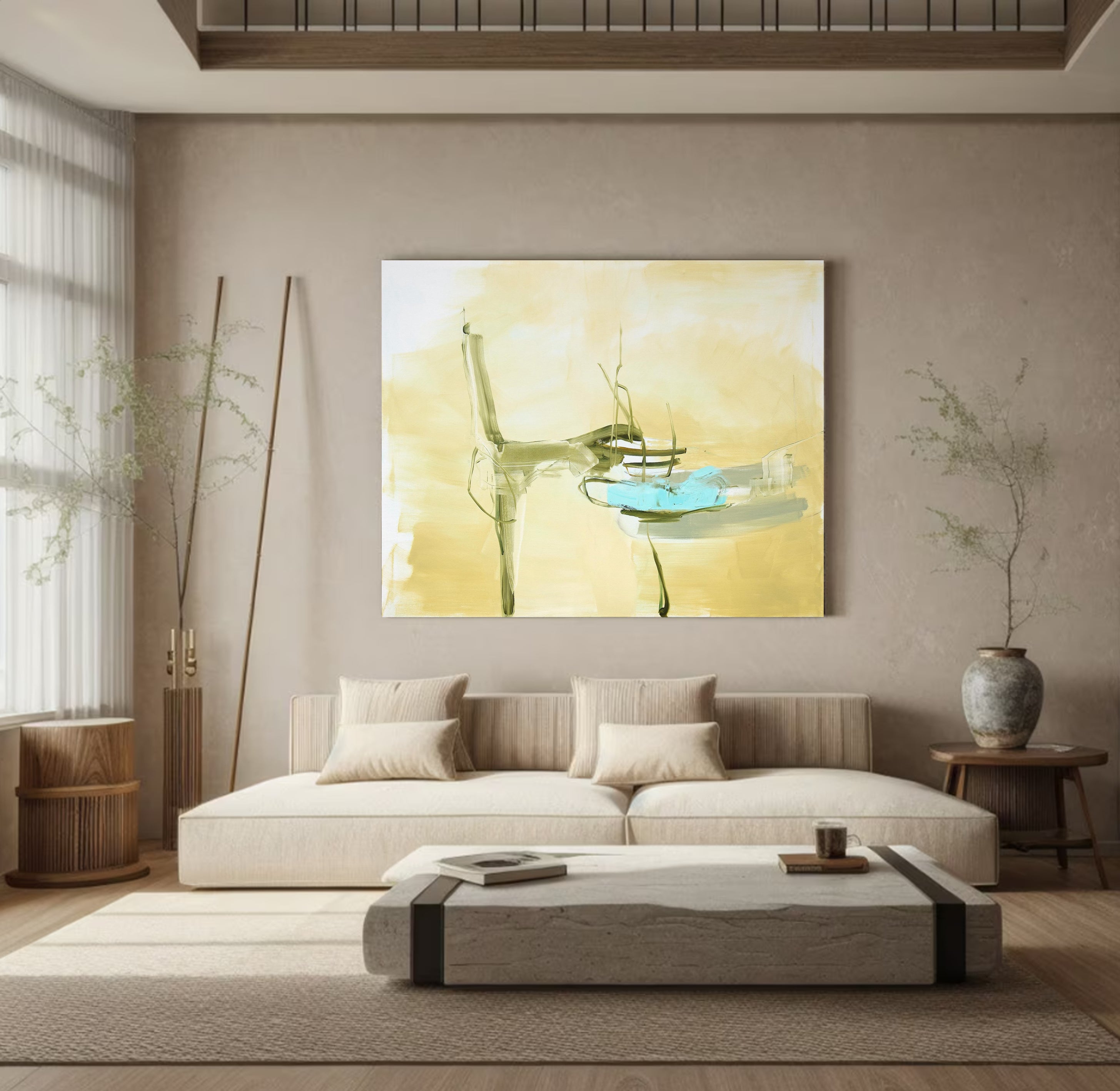 Abstract Landscape Oil Painting Warm Tones For Home Decor #MC005