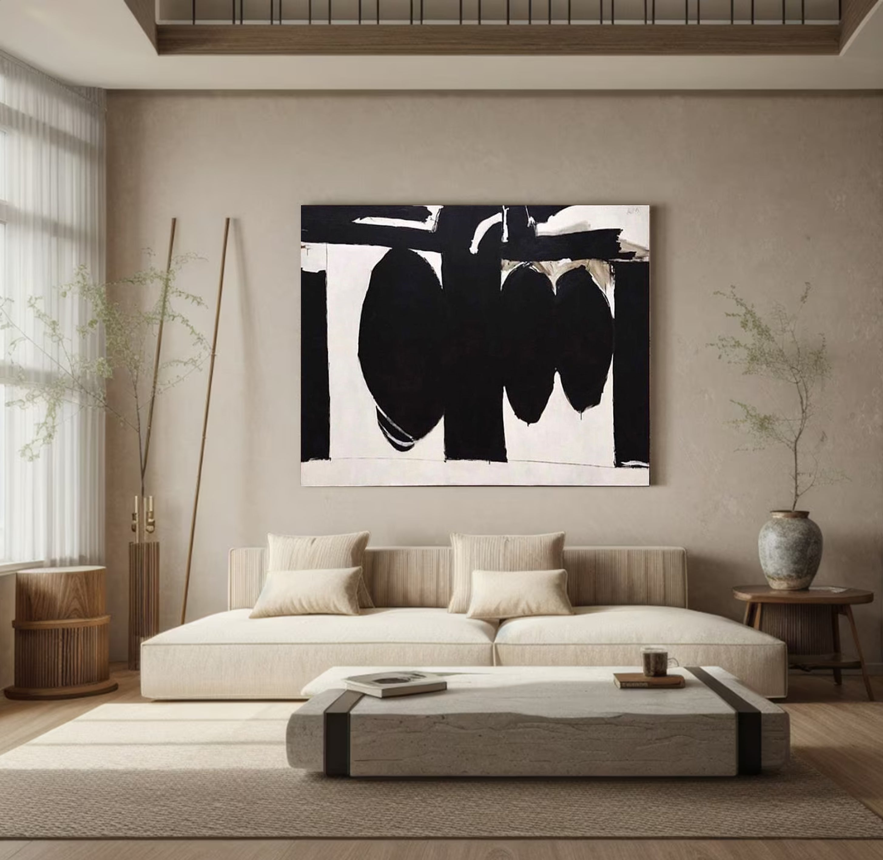 Minimalist Abstract Wall Art Black and White Design #MM047