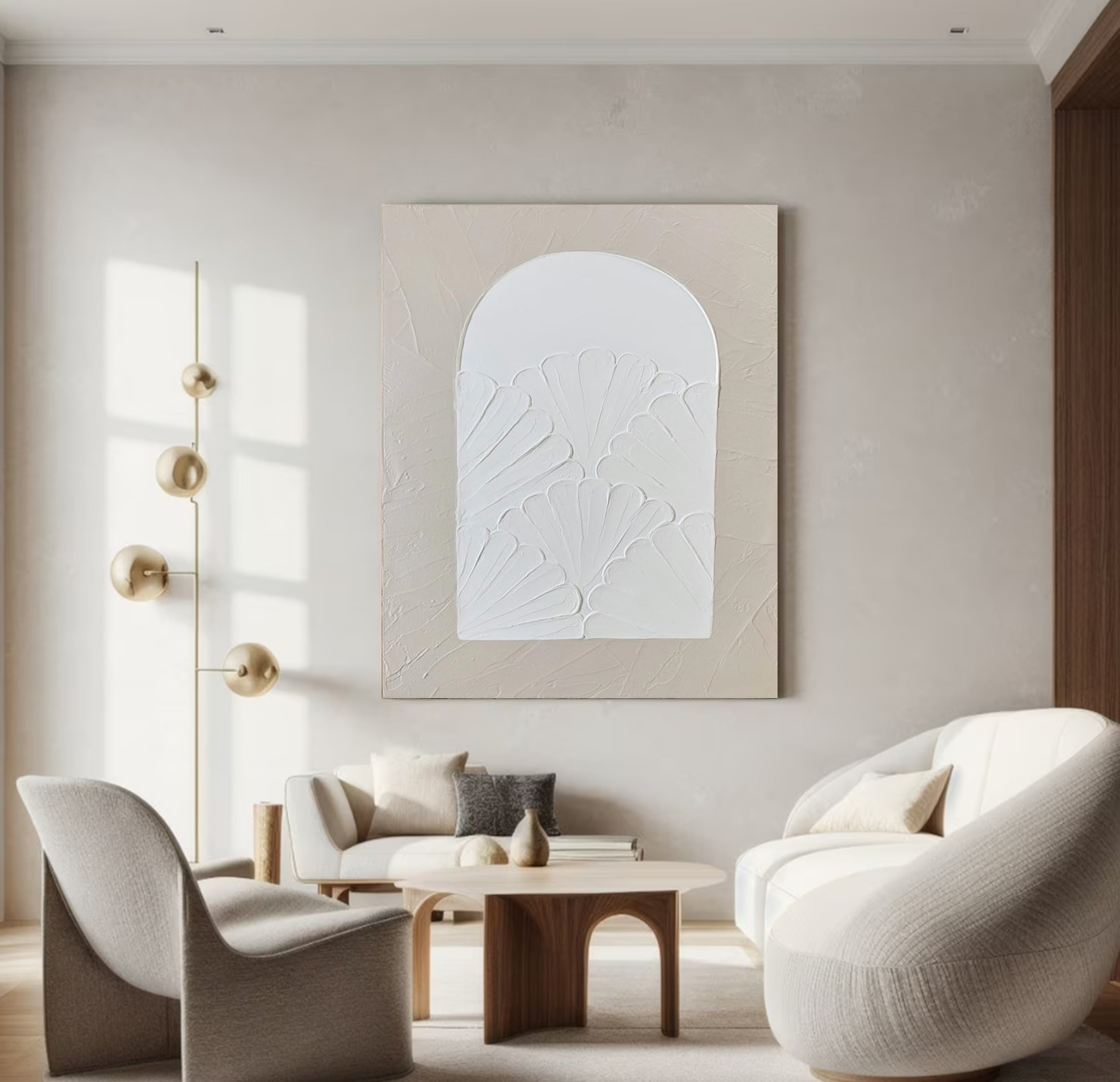 Elegant White Textured Wall Art For Serene Decor #MM013