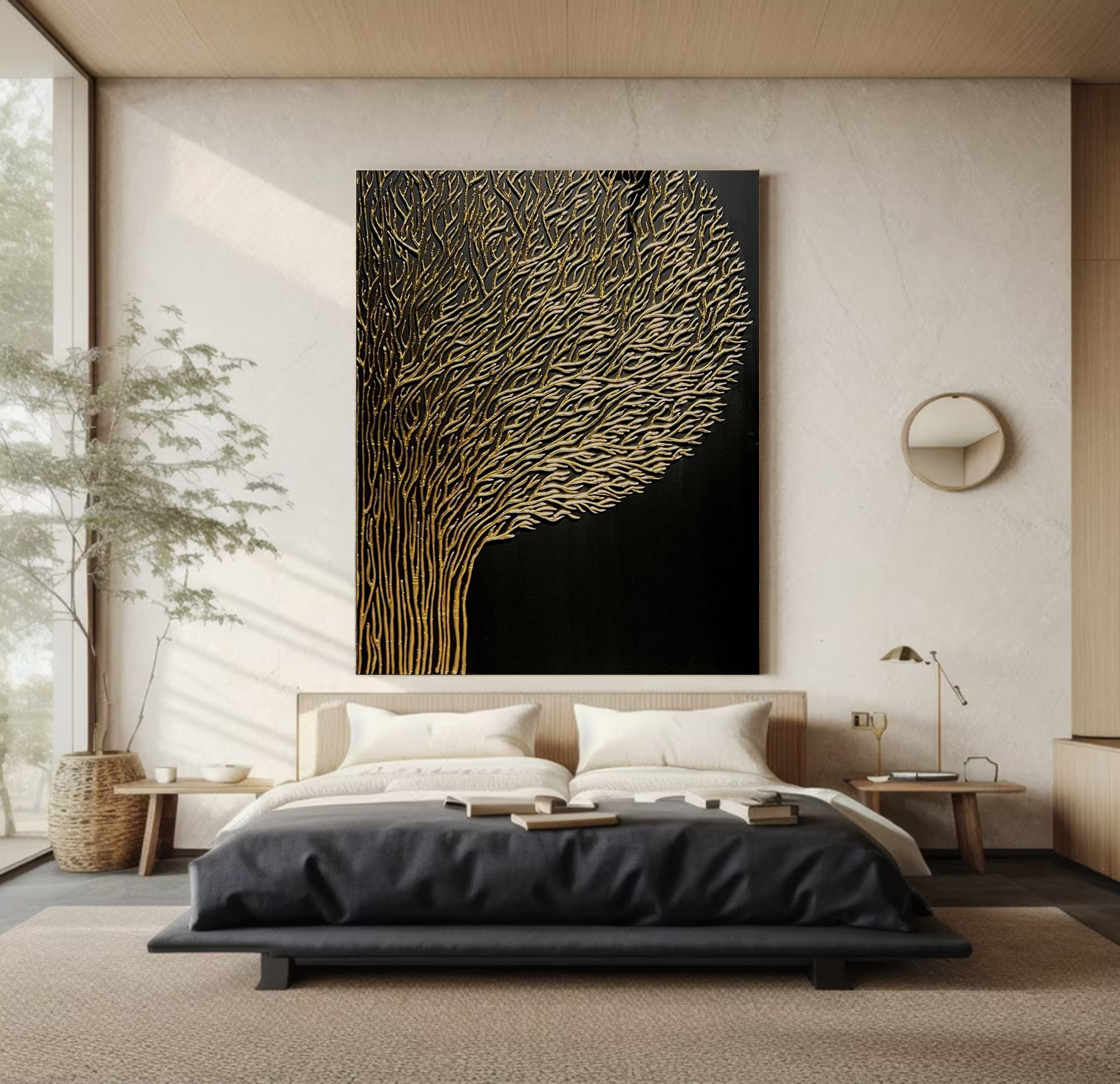 Golden Tree Line Art for Modern Decor #MM009