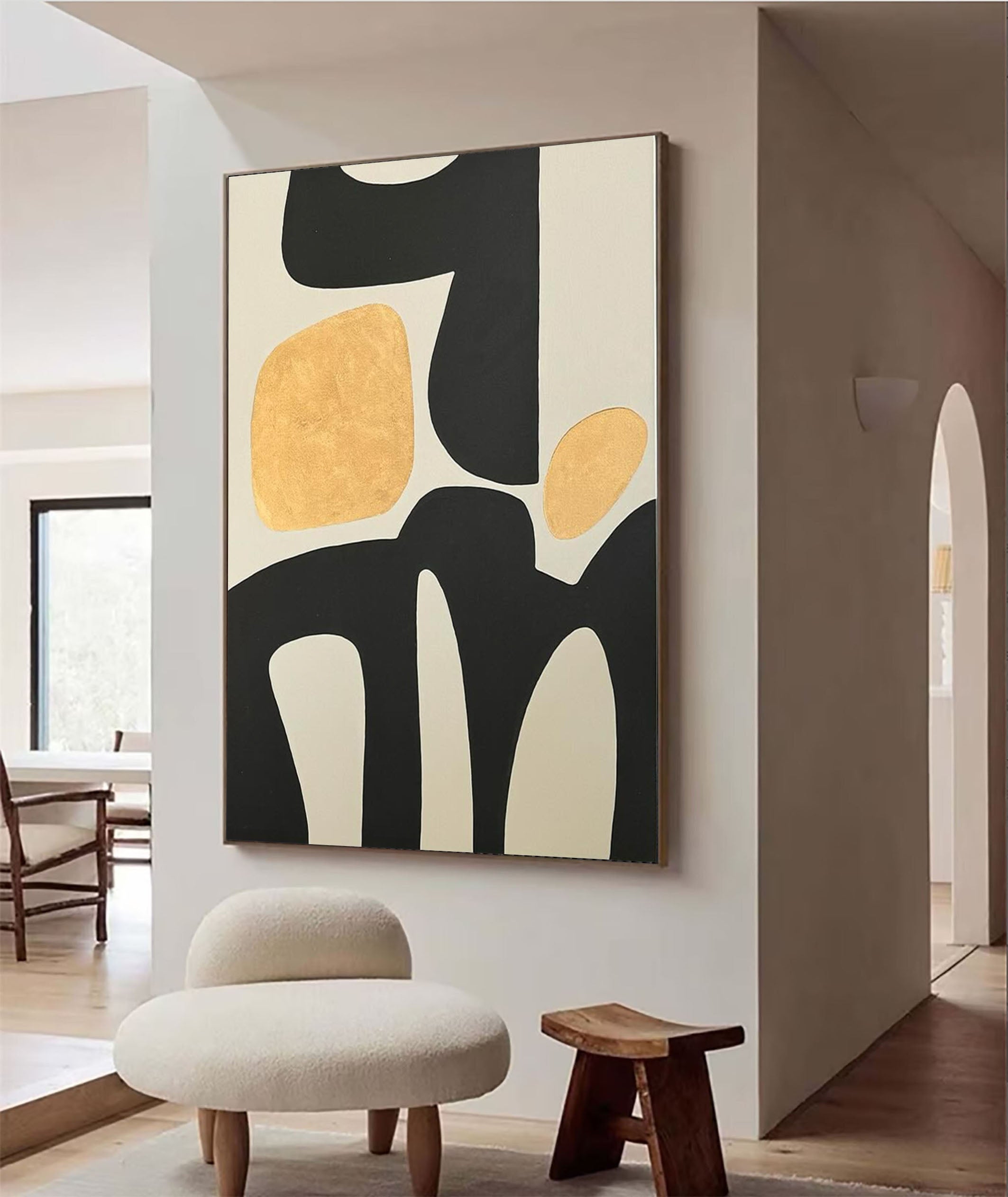 Modern Abstract Wall Art in Black and Yellow #MM068