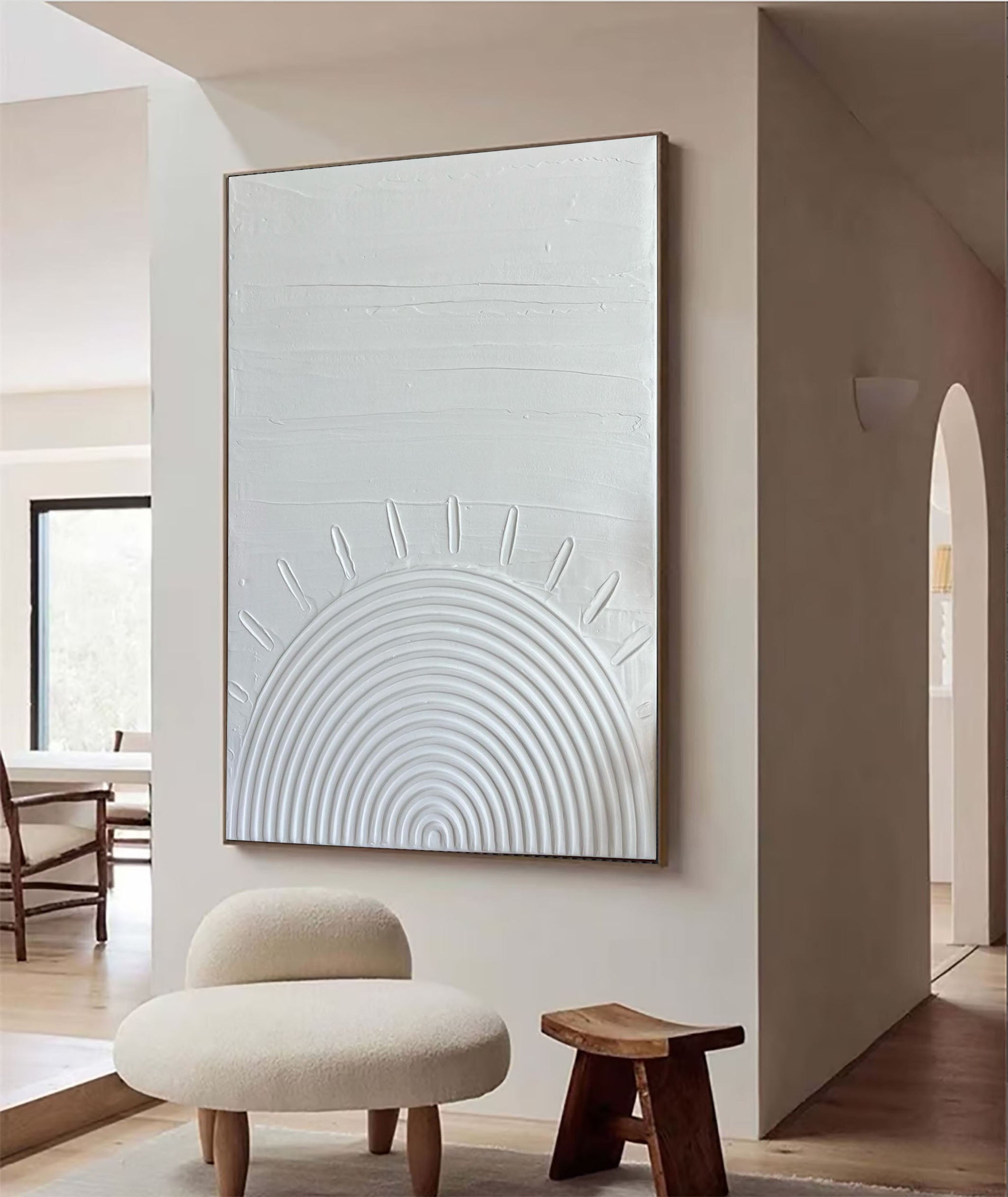 Pure Zen Textured White Circular Art For Wall #MM097