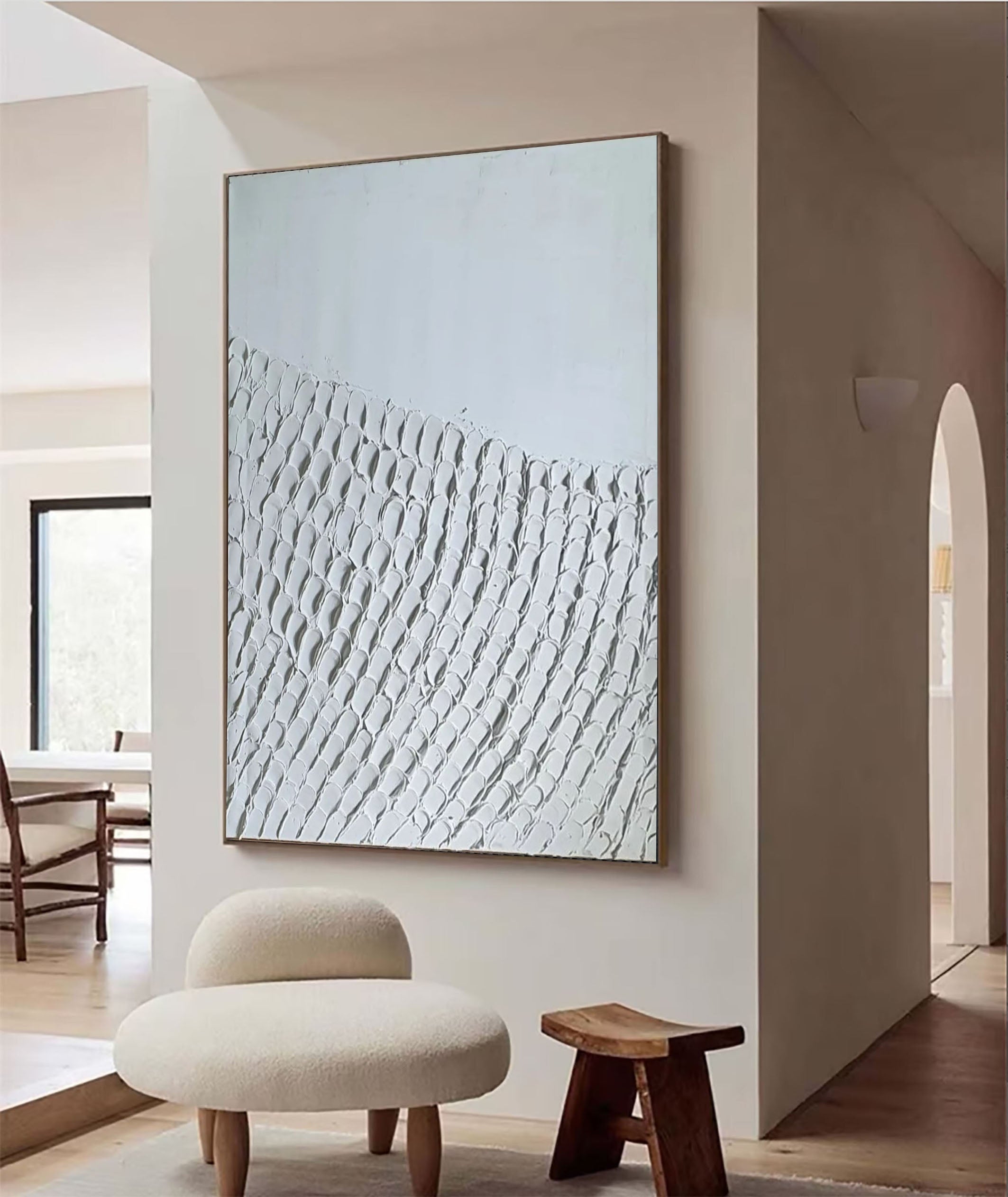 Geometric Minimalist Wall Art | Subtle Textured Waves Painting #MM067