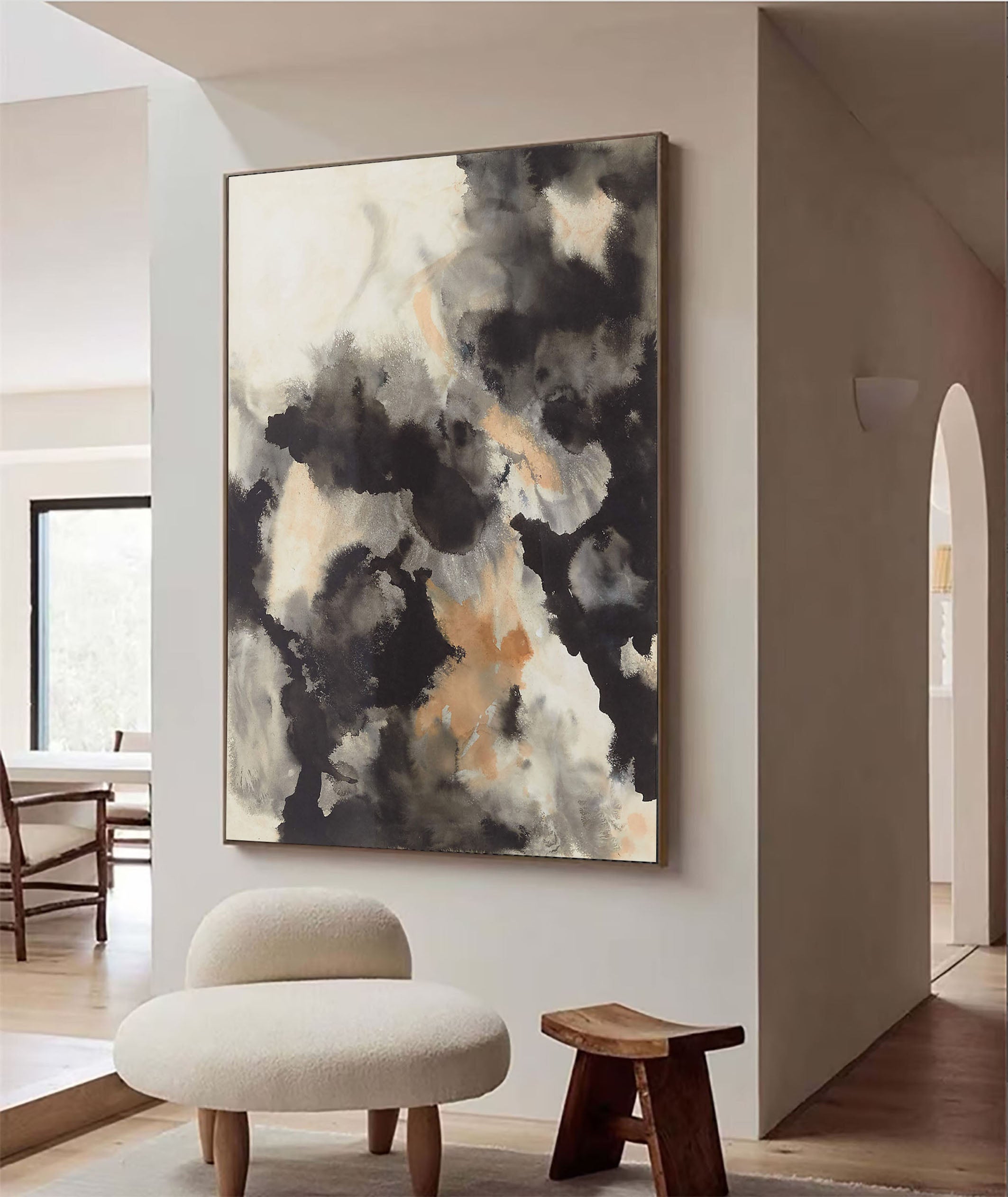 Light and Dark Abstract Cloud Forms, Contemporary Art #MM360