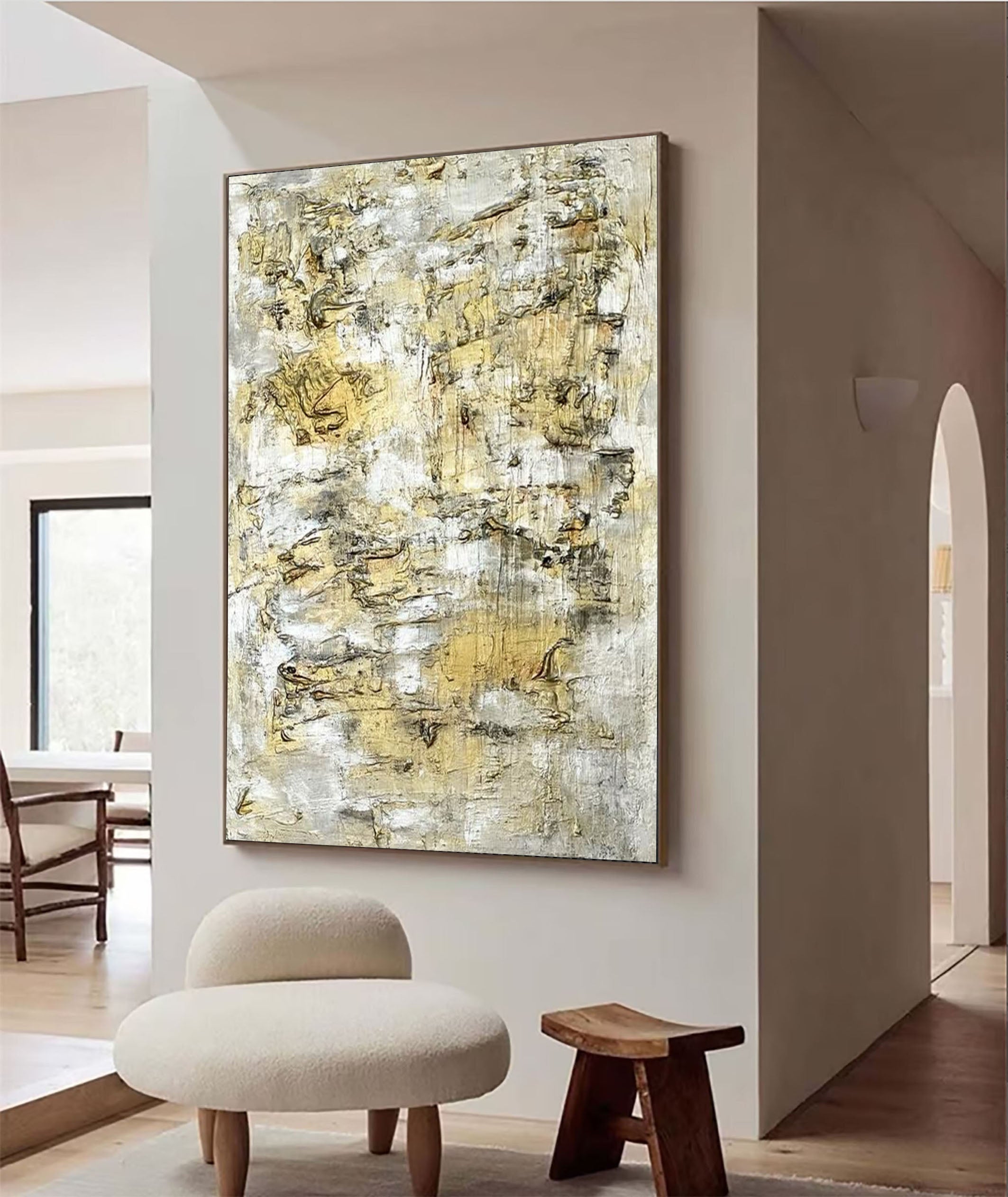 Modern Wall Art with Gold Accents Elegant Interior Design #AB026