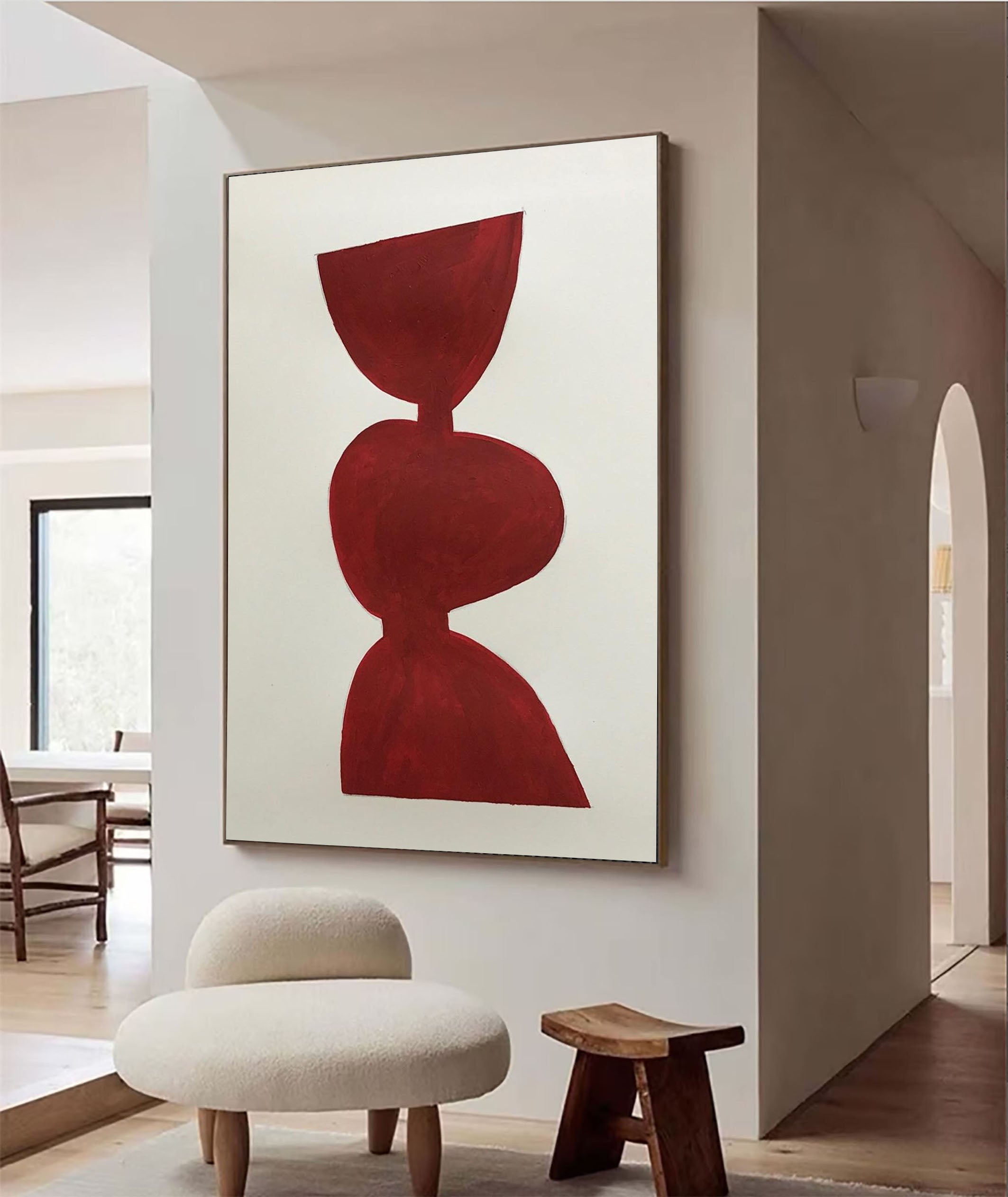 Elegant Burgundy Artwork Minimalist Design For Room Decor #MM071