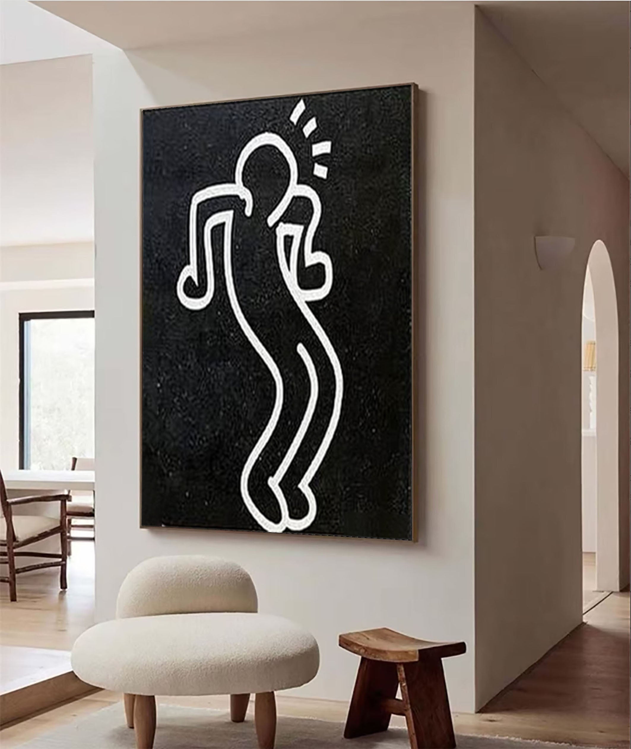 Black and White Abstract People Wall Art Minimalist Human Figure #HF014