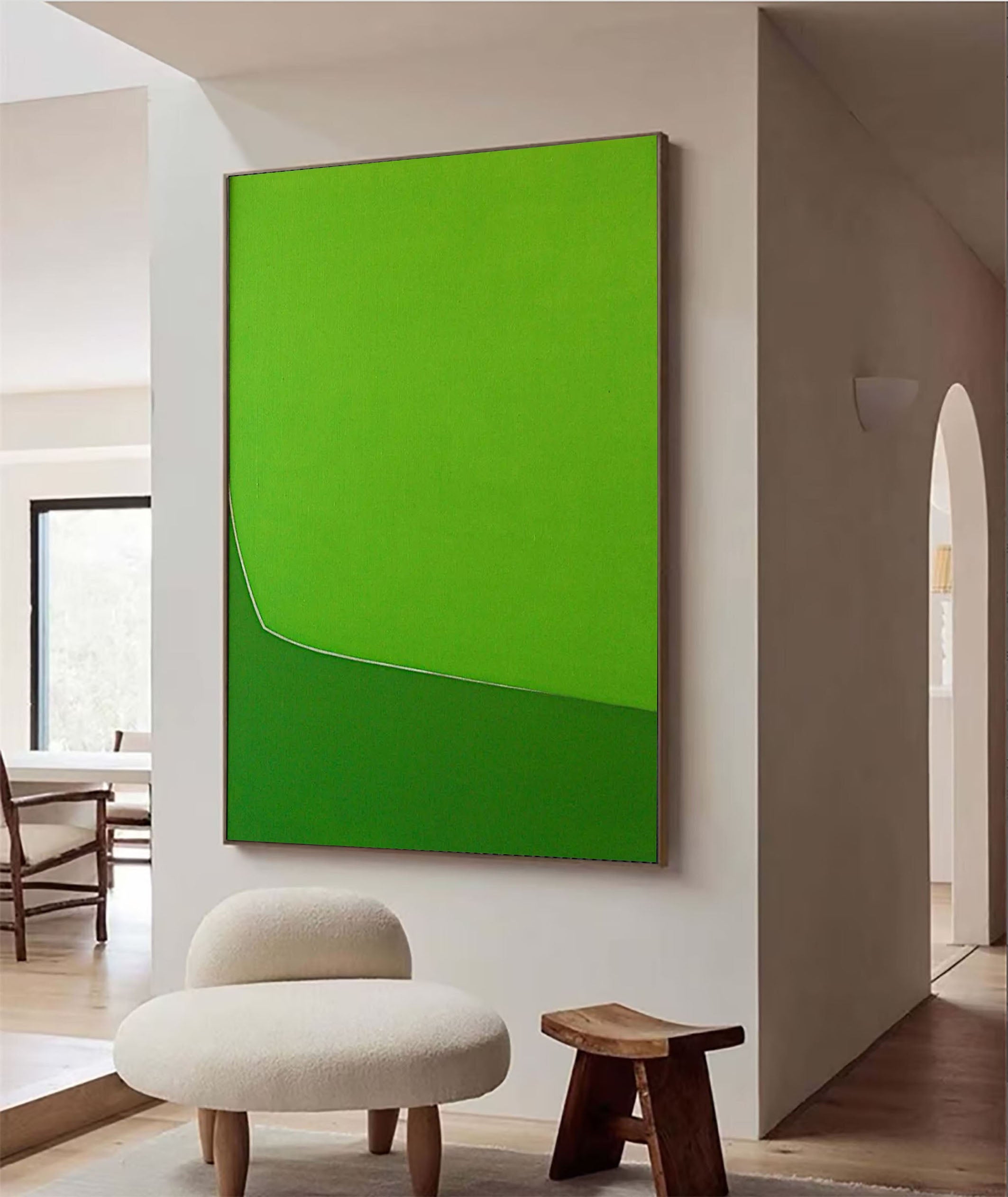 Vibrant Green Abstract Wall Art Bold Minimalist Canvas  #AB018