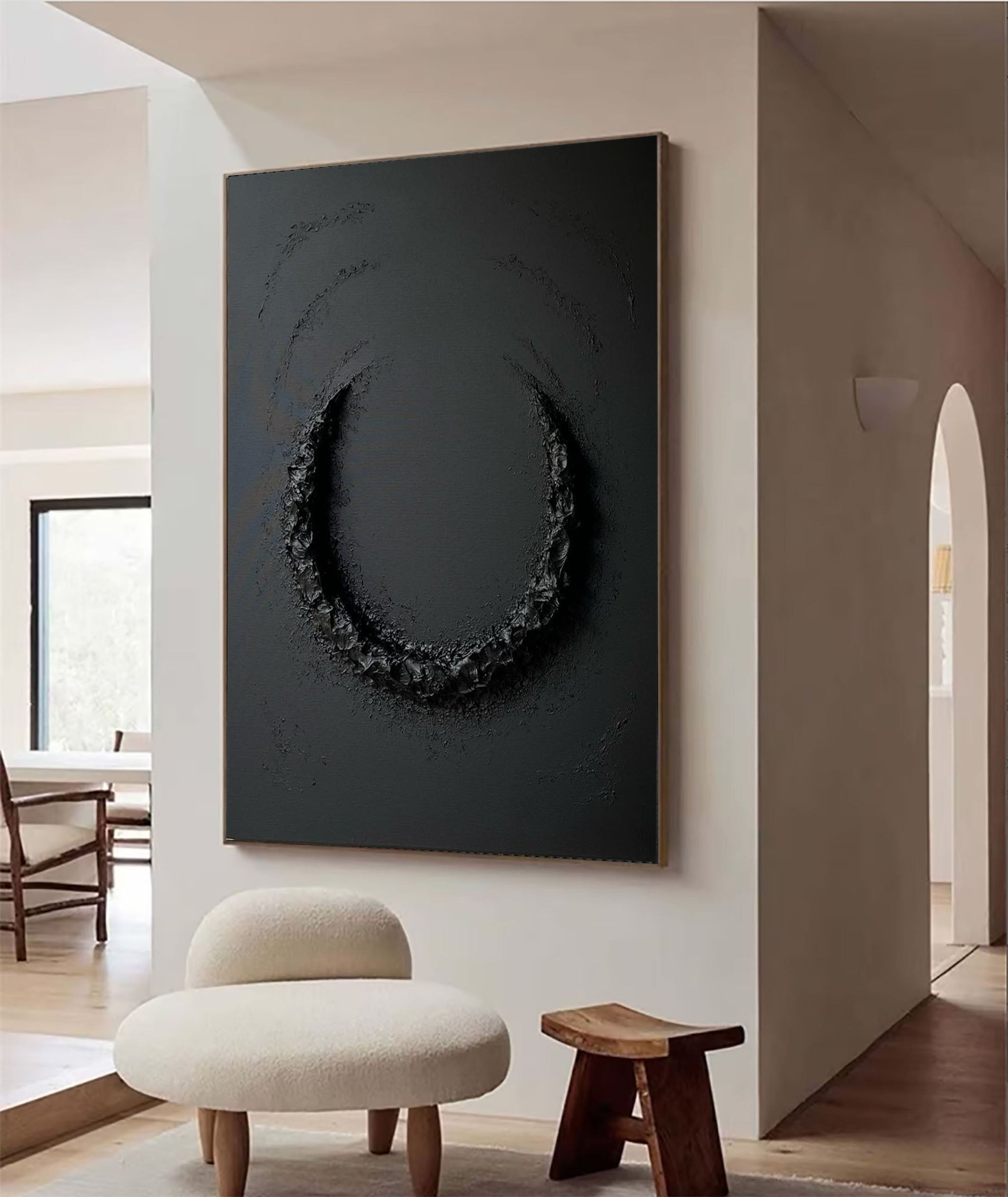 Black Textured Wall Art for Minimalist Decor #MM096