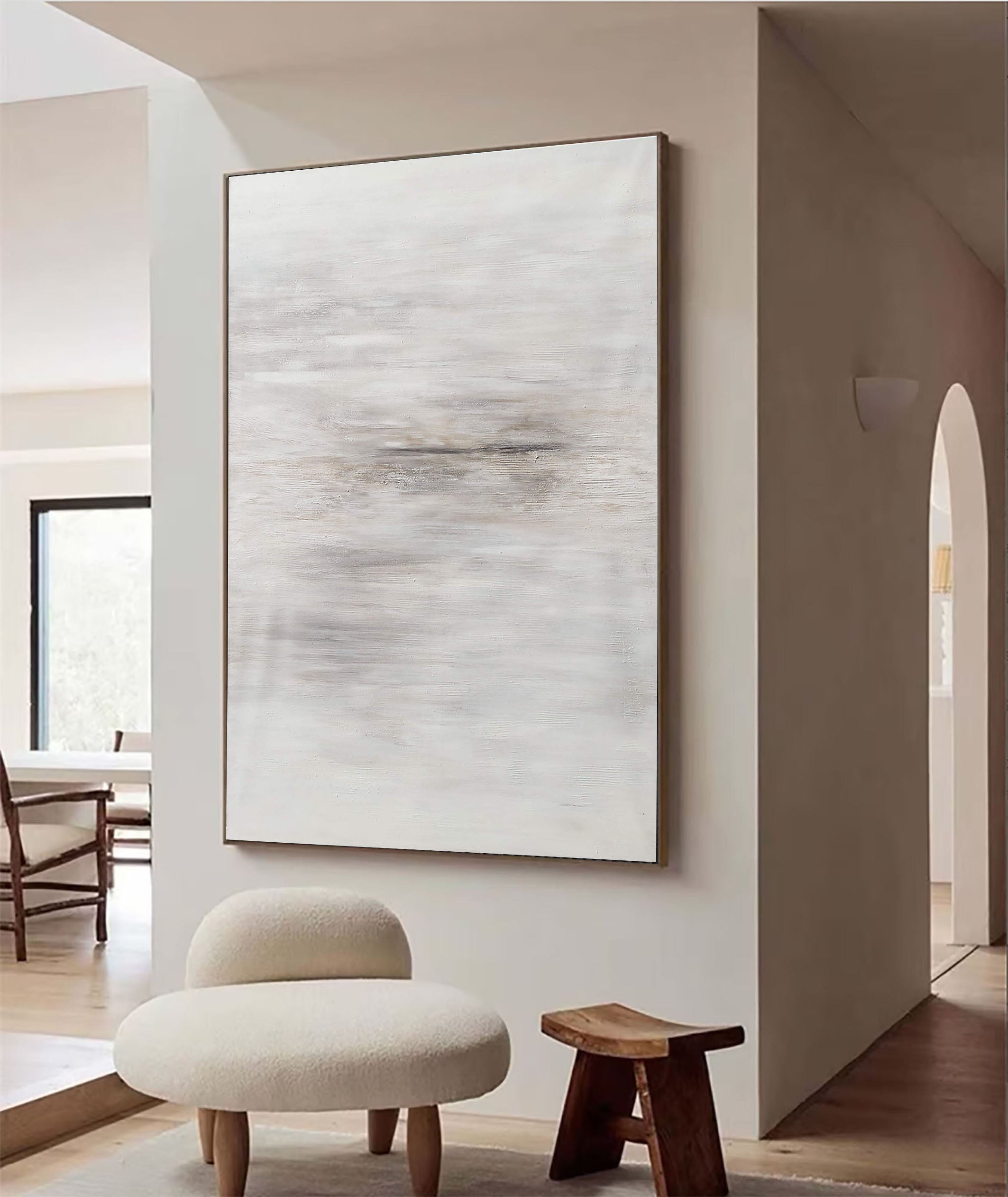 Atmospheric White Abstract Wall Art With Subtle Layers #MM342