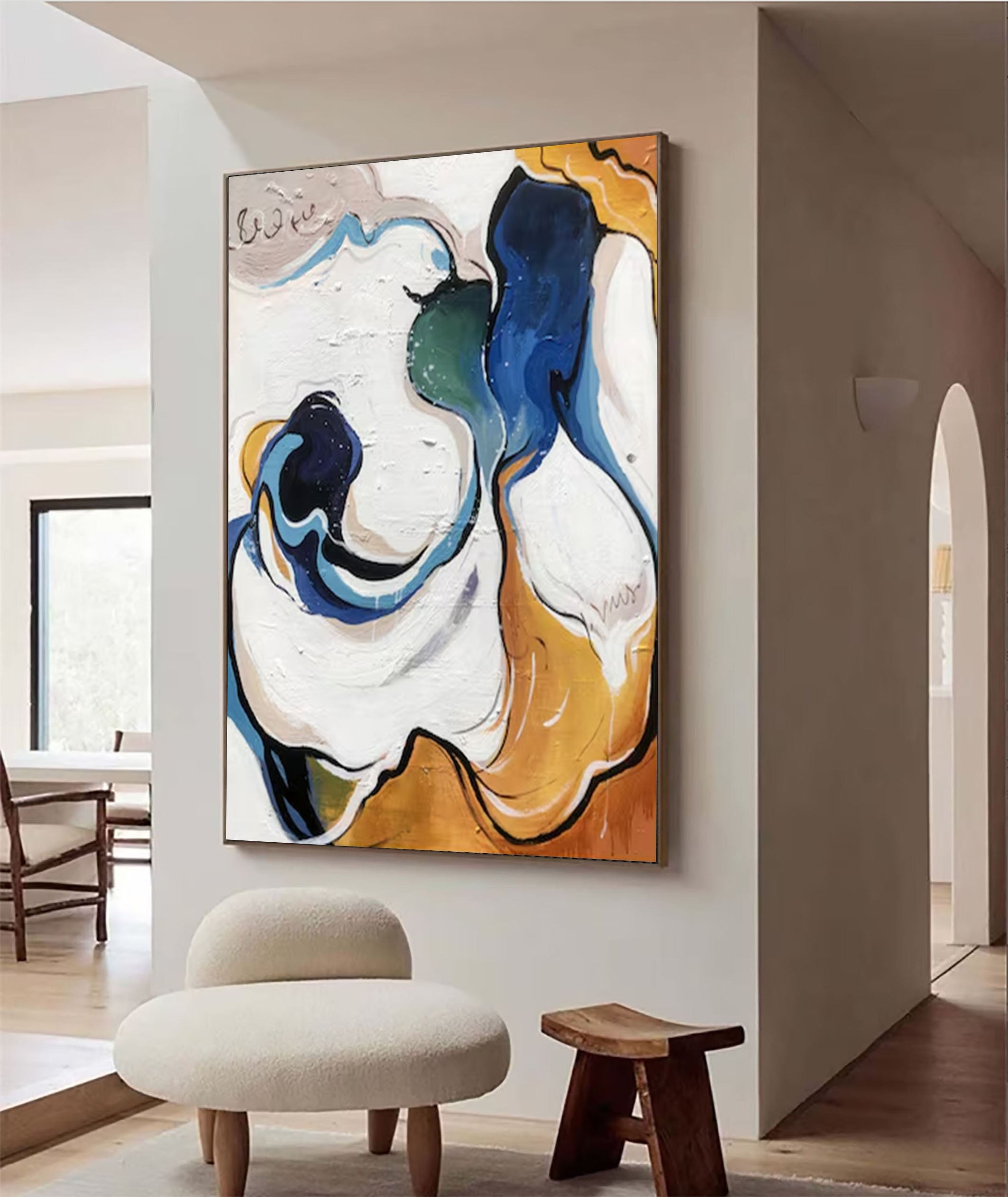 Colorful Abstract Art Canvas Modern Artistic Statement #AB043