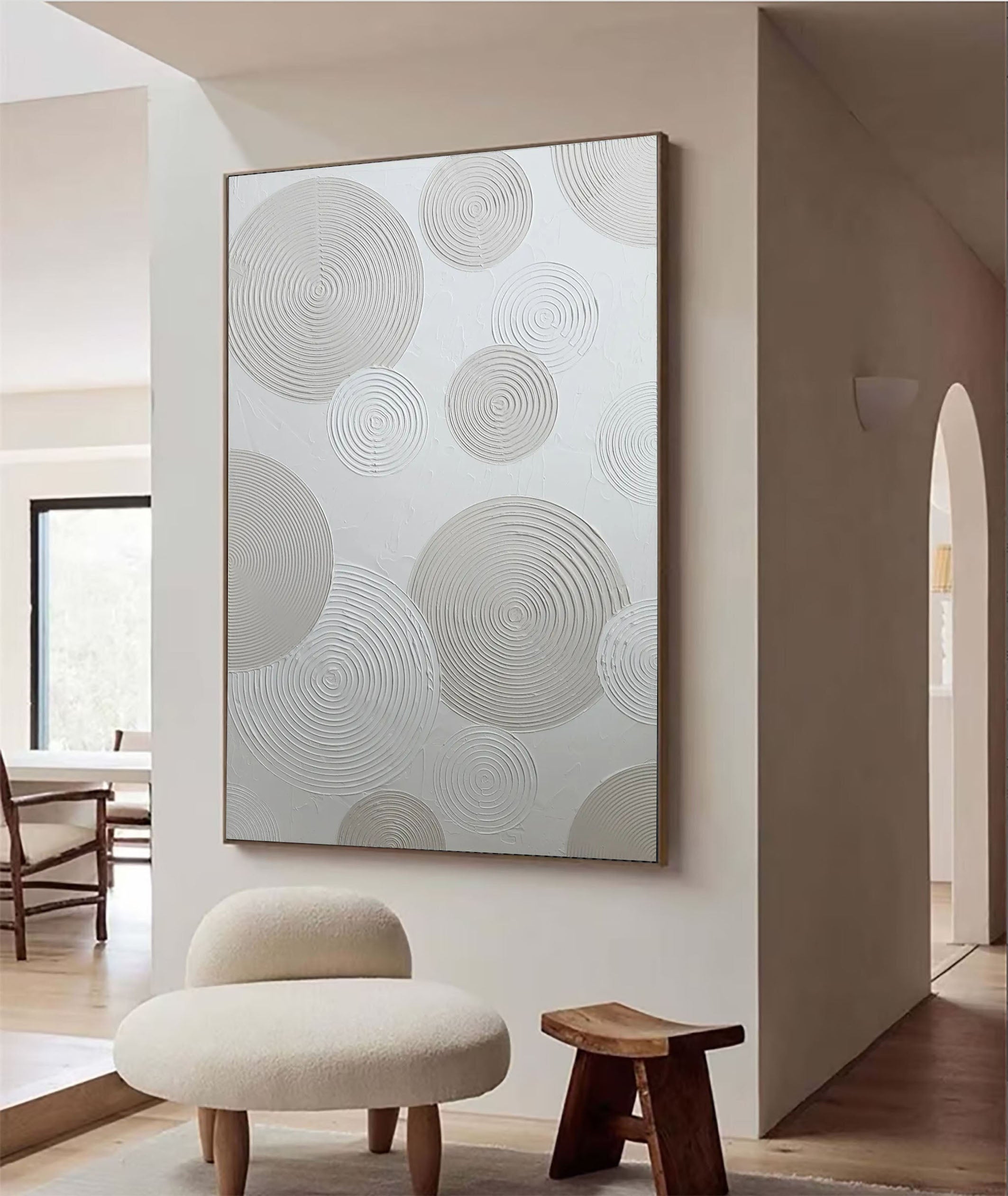 Modern Grey Circular Wall Art| Minimalist Canvas Painting #MM065