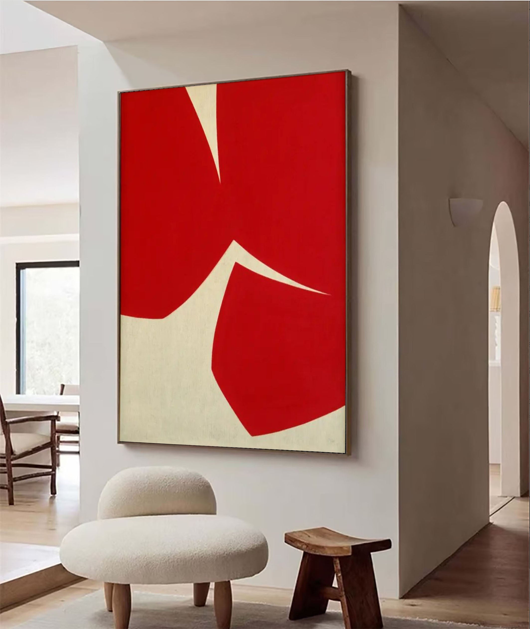 Bold Red Abstract Geometric Art Modern Wall Decor #AB024