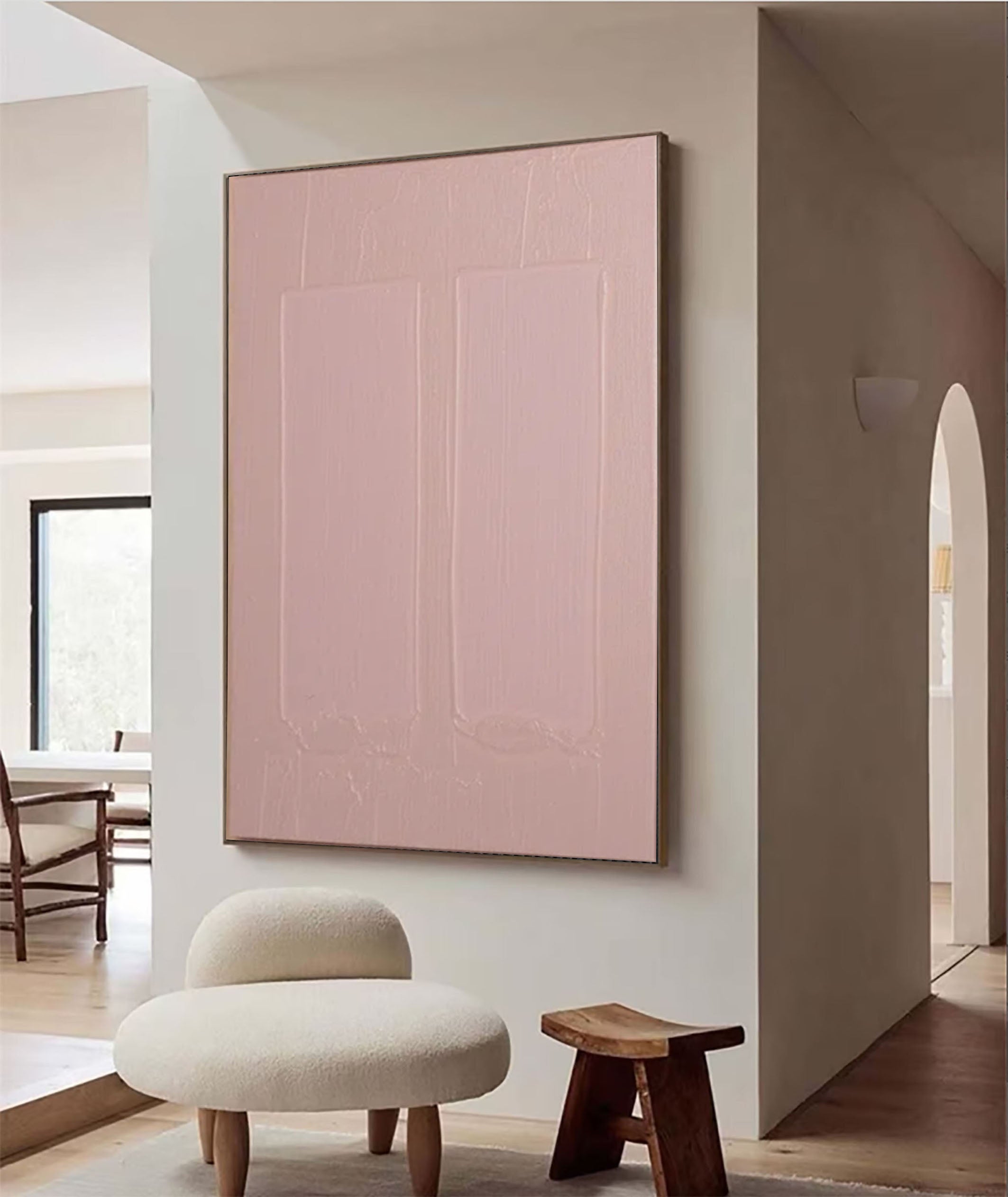 Minimalist Pink Wall Art Soft Tones Abstract Canvas  #AB020