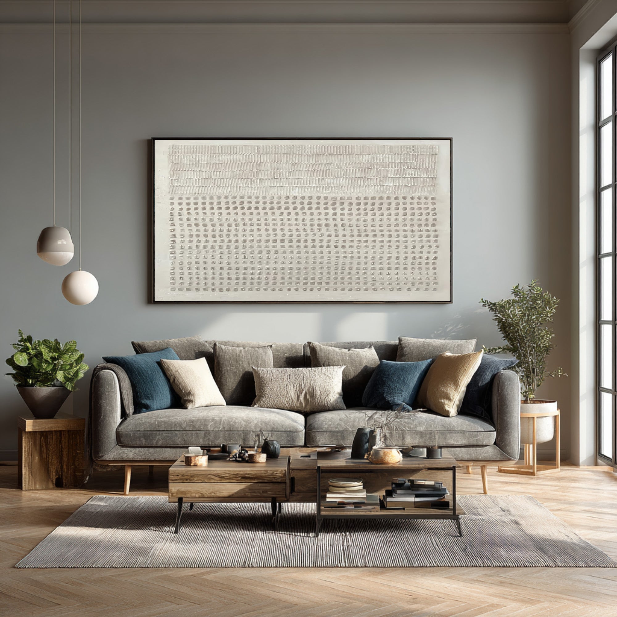Unique White Textured Panel Art - Home Gallery Accent #AG 031