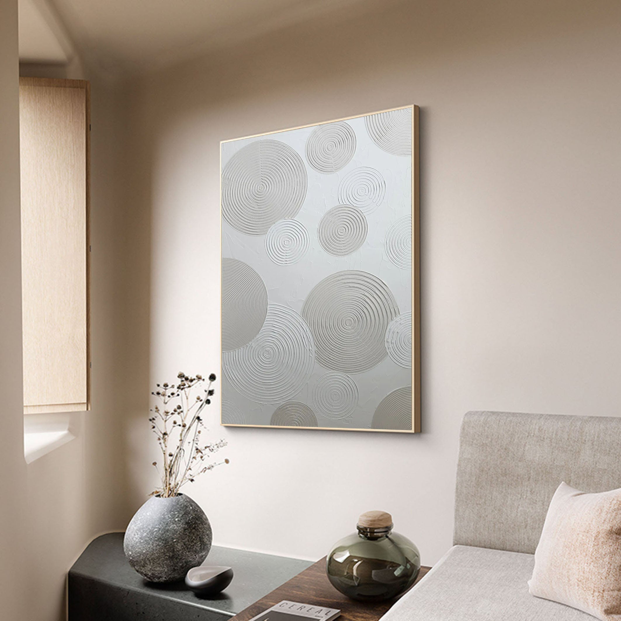 Modern Grey Circular Wall Art| Minimalist Canvas Painting #MM065