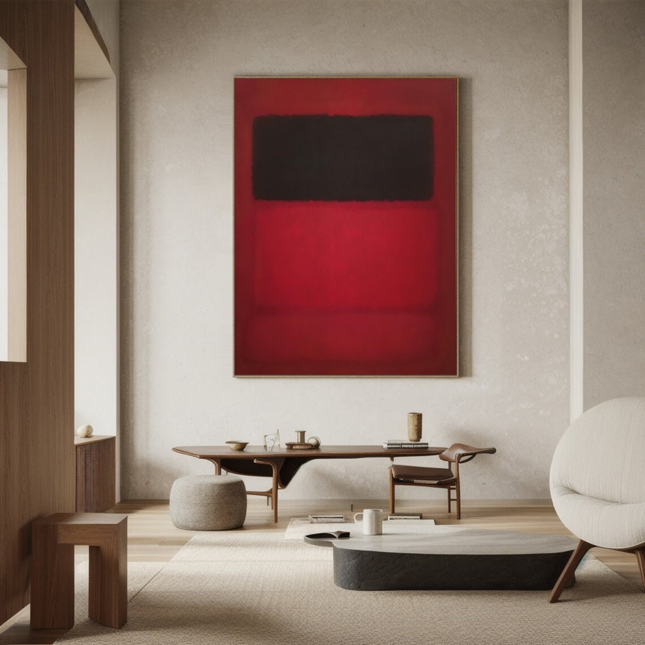 Bold Red Abstract Geometric Art Modern Home Wall Decor #MM032