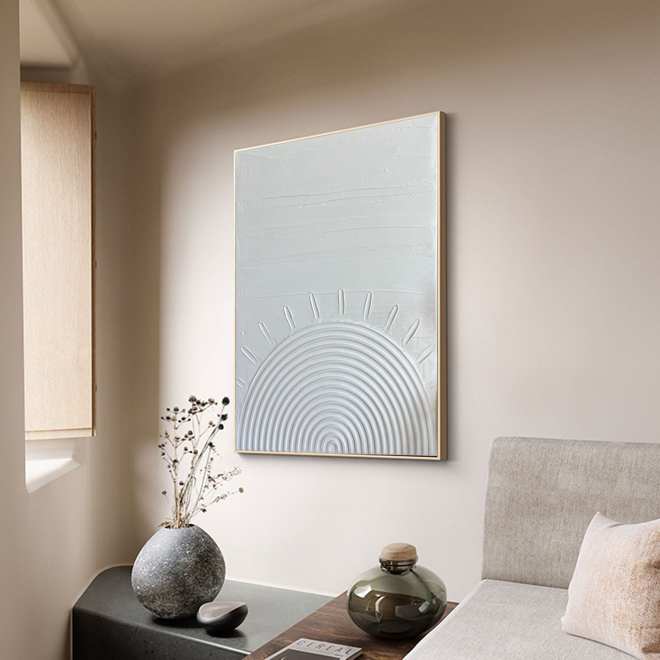 Pure Zen Textured White Circular Art For Wall #MM097