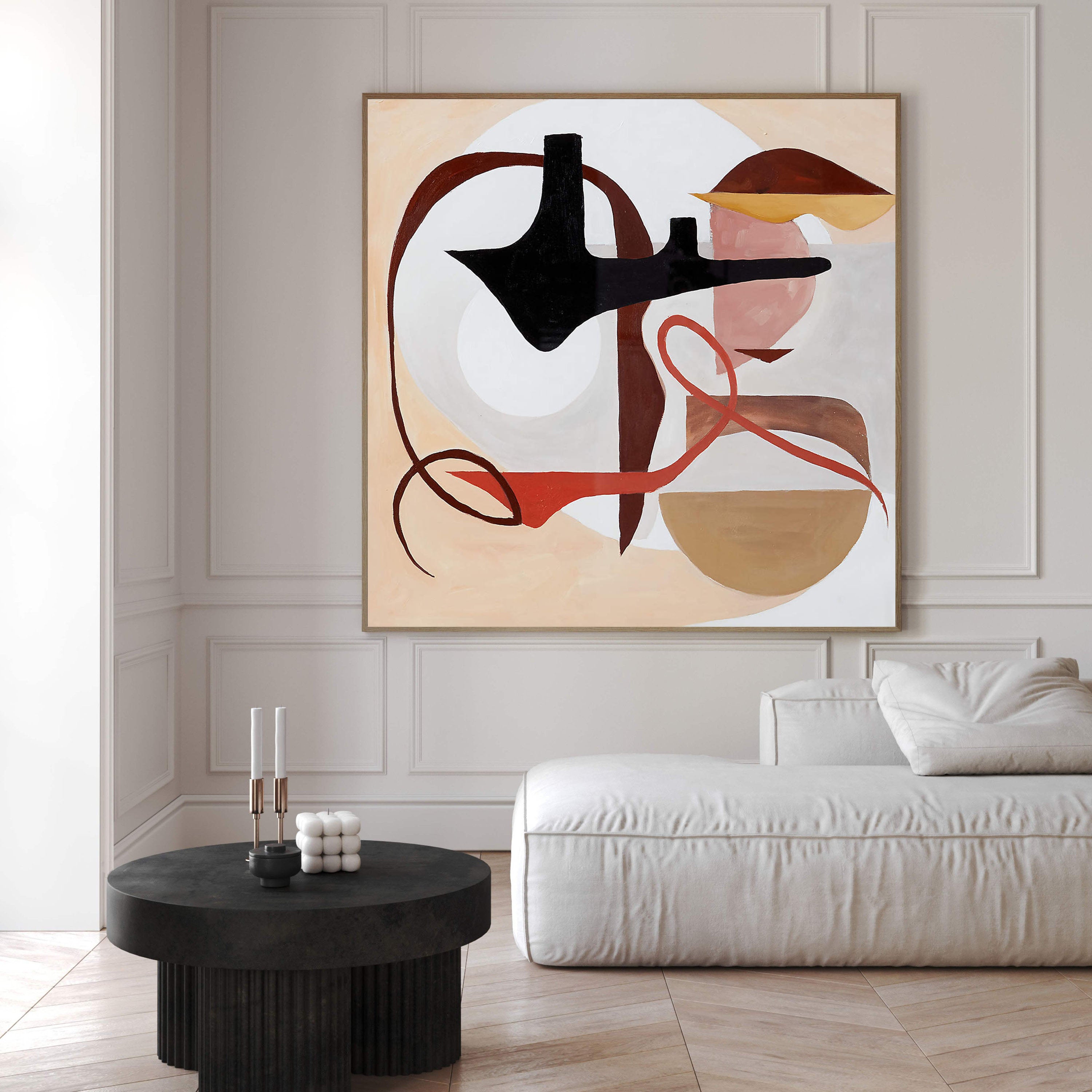 Warm Abstract with Balanced Shapes, Contemporary Wall Art #MM392