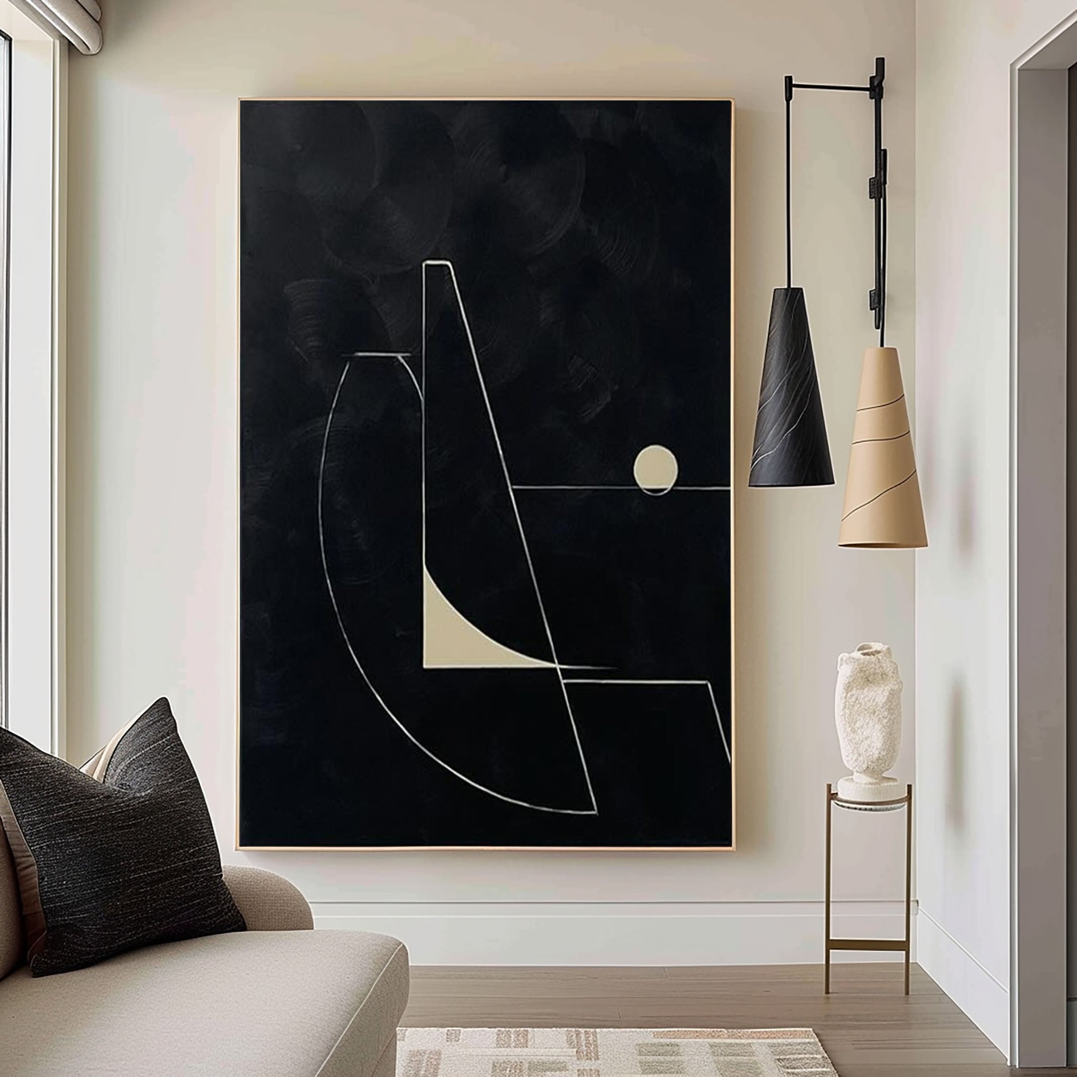 Minimalist Geometric Black & White Canvas Art