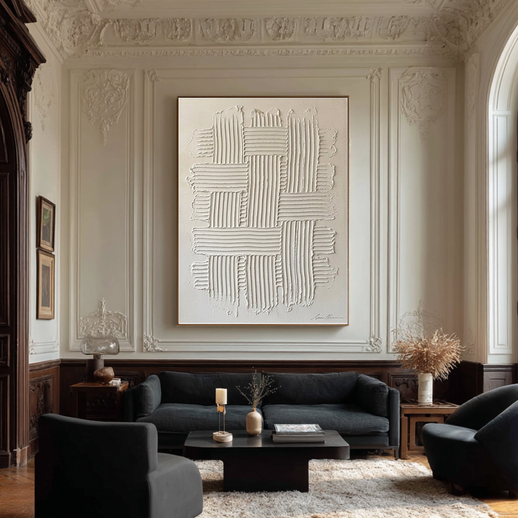 Large Textured Wall Art for Living Room Neutral Modern Canvas Decor