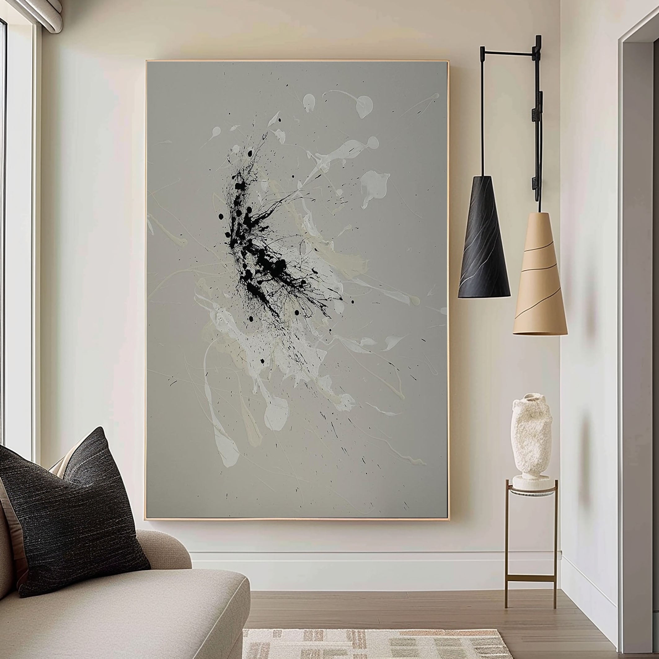 black and gray abstract wall art