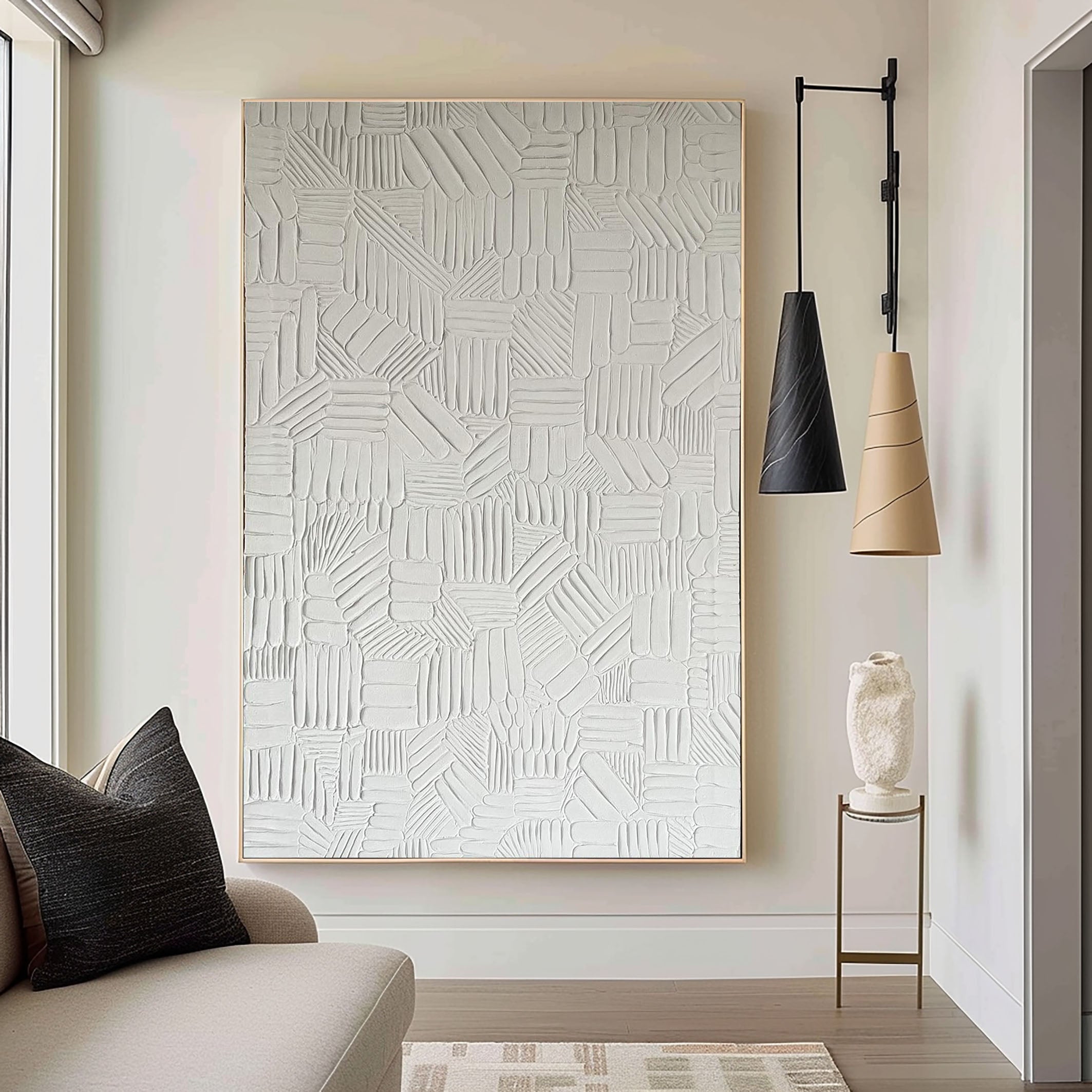 Textured White Wall Art | Minimalist Design #MM064