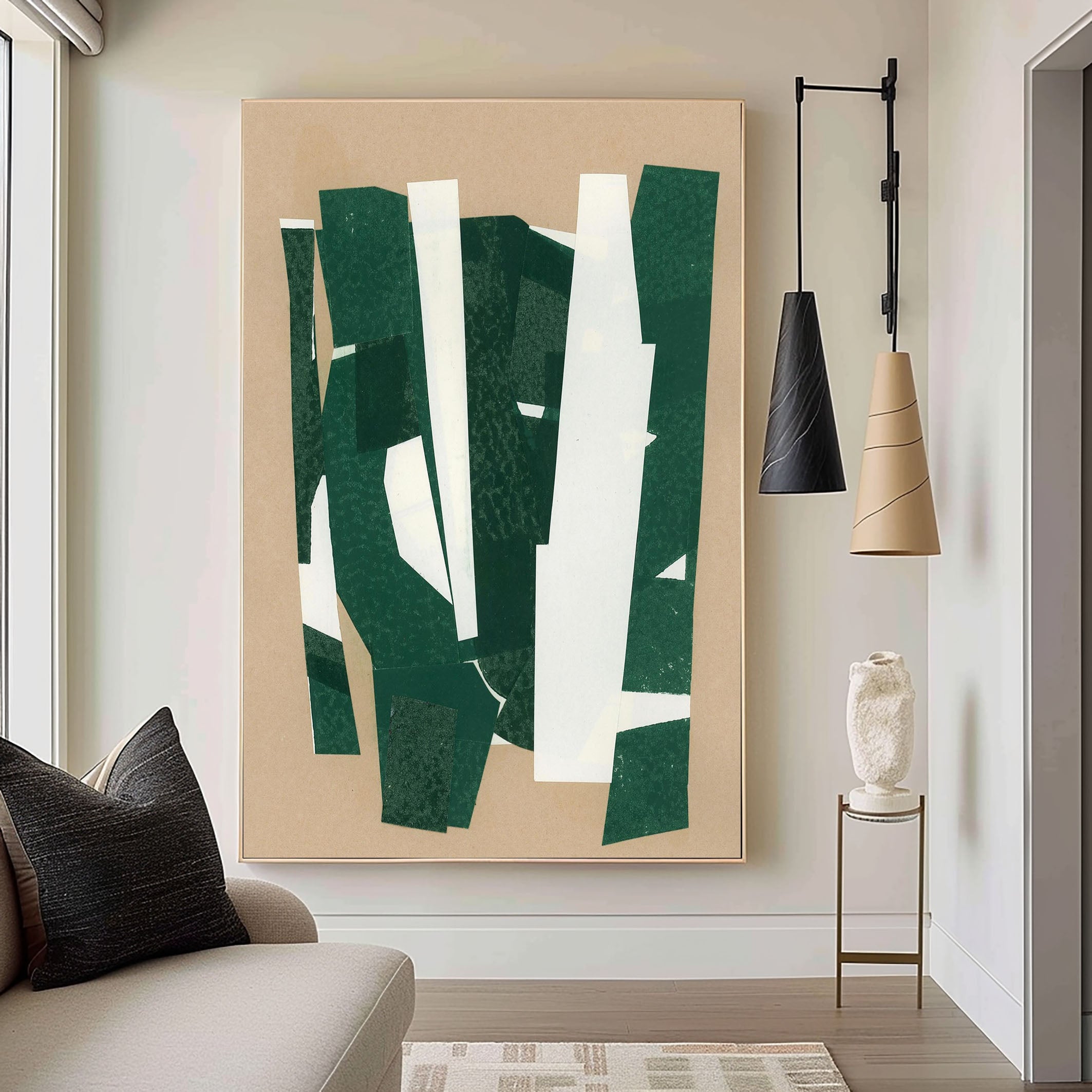 Contemporary Green and White Wall Art