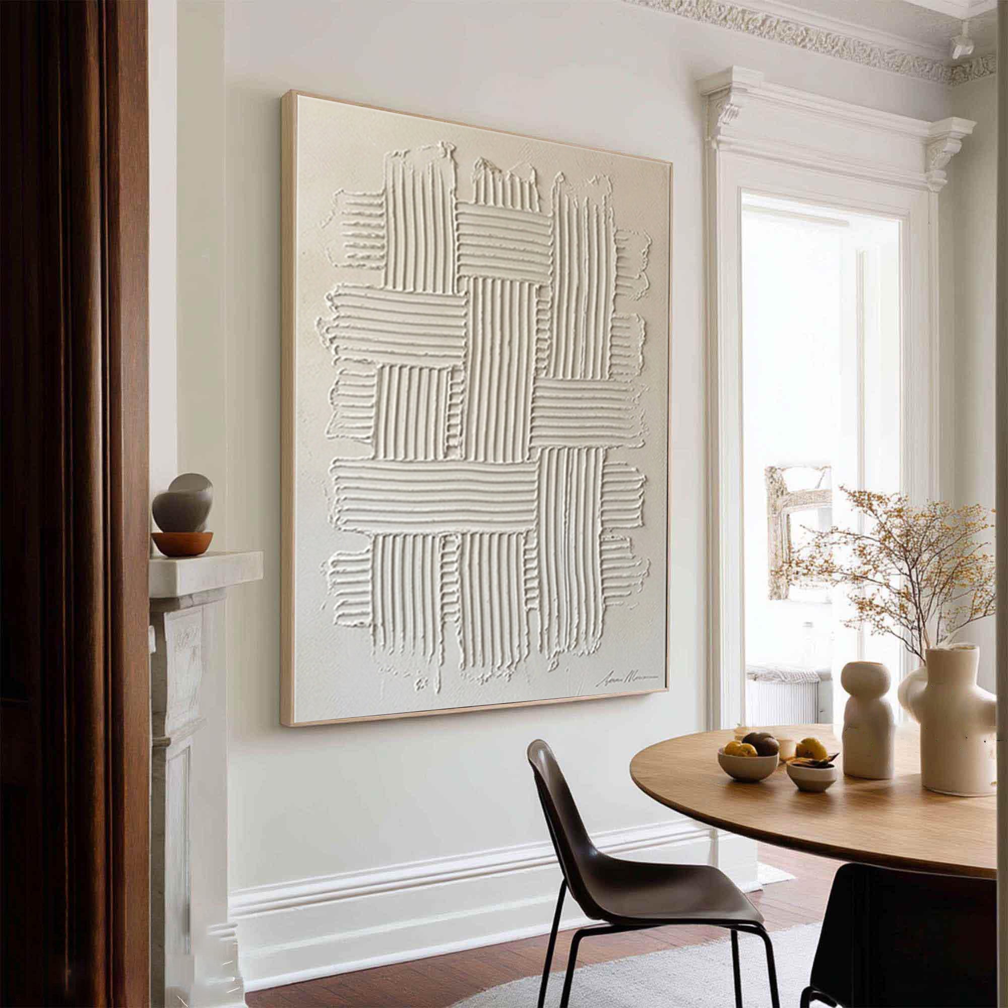 Large Textured Wall Art for Living Room Neutral Modern Canvas Decor