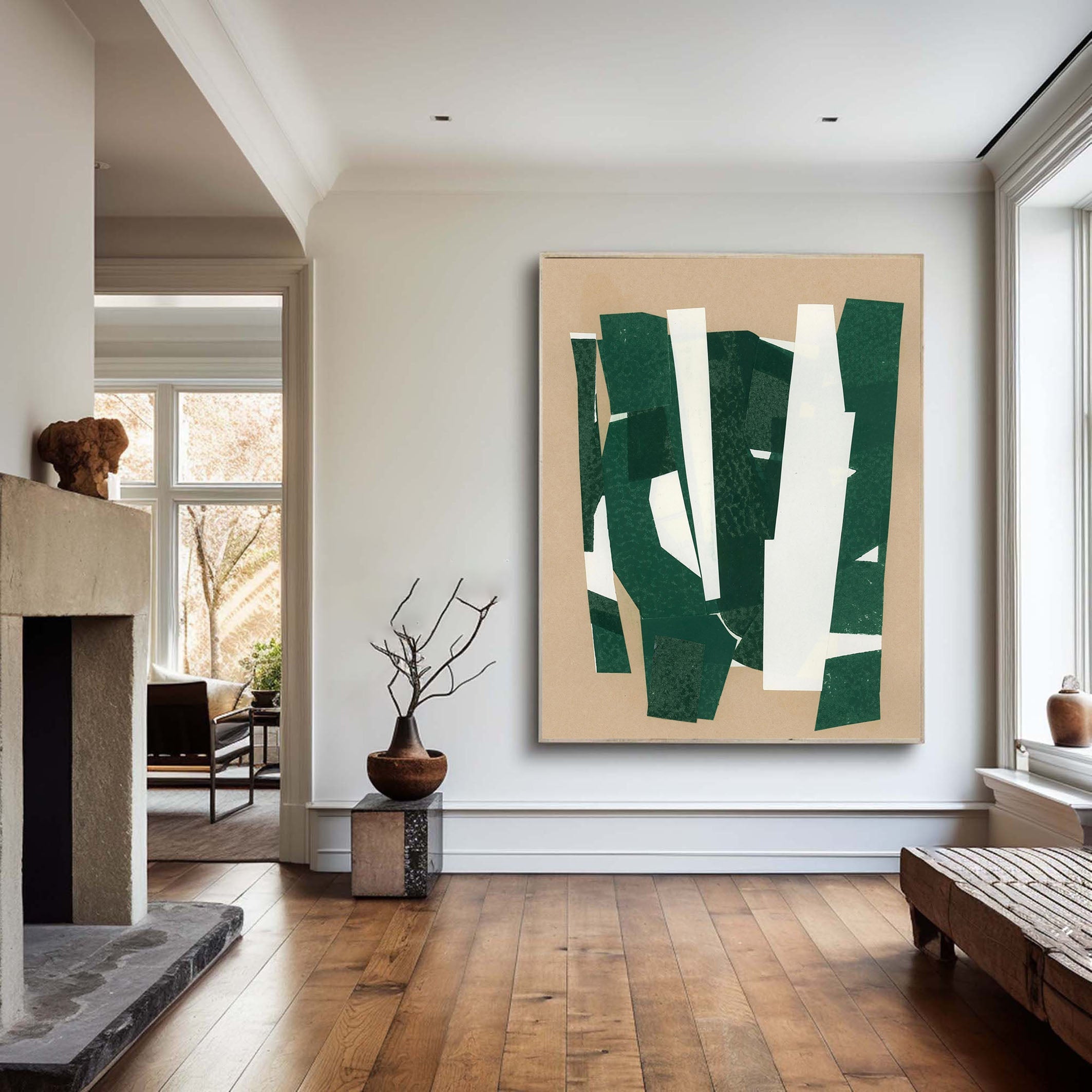 Contemporary Green and White Wall Art For House #AB021