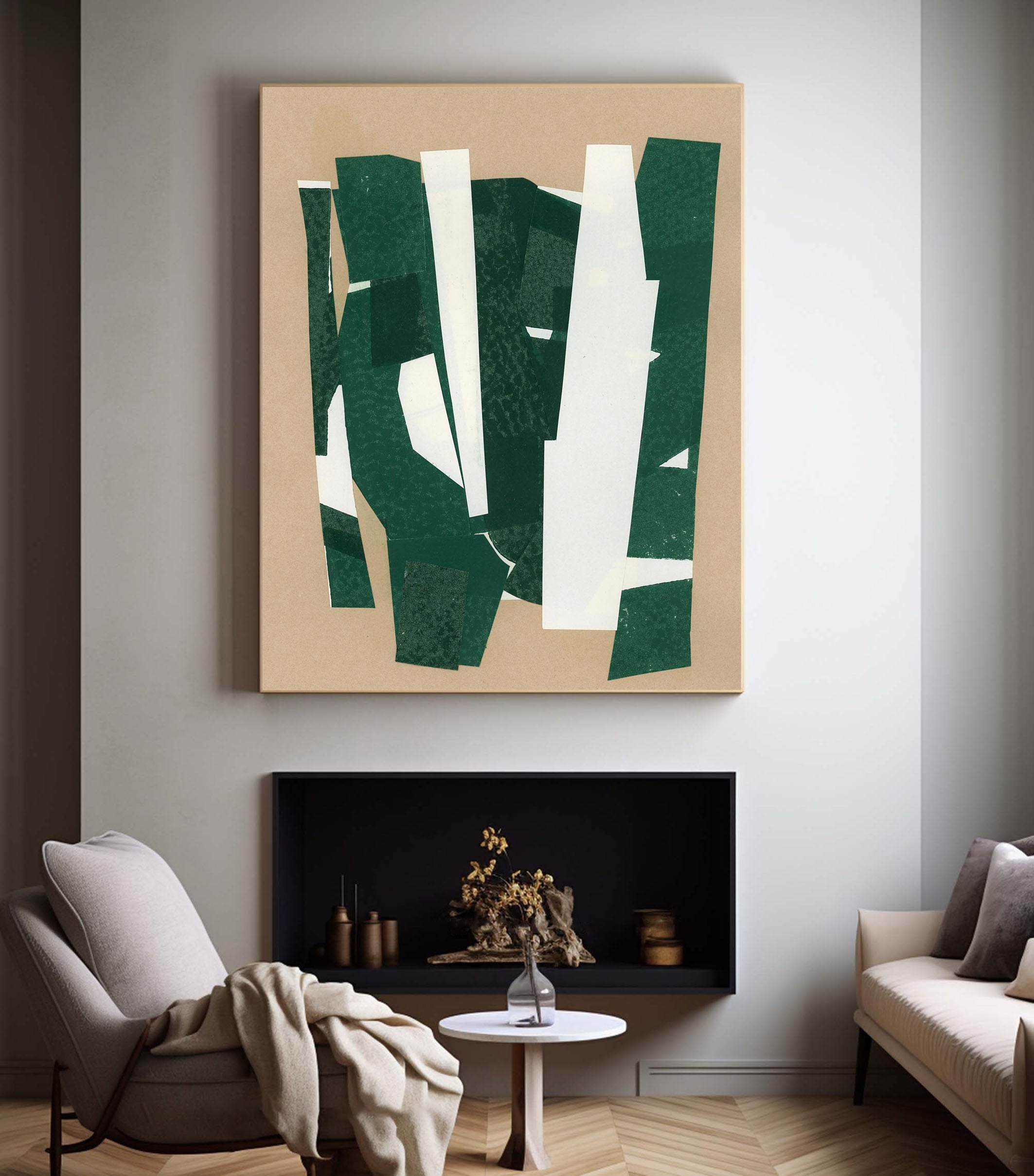 Contemporary Green and White Wall Art For House #AB021