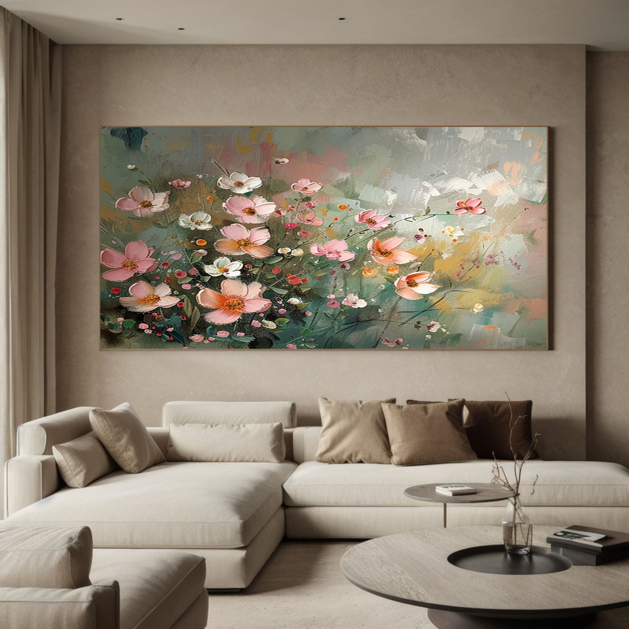 Large Canvas Flower Painting for Home Decor #FB014