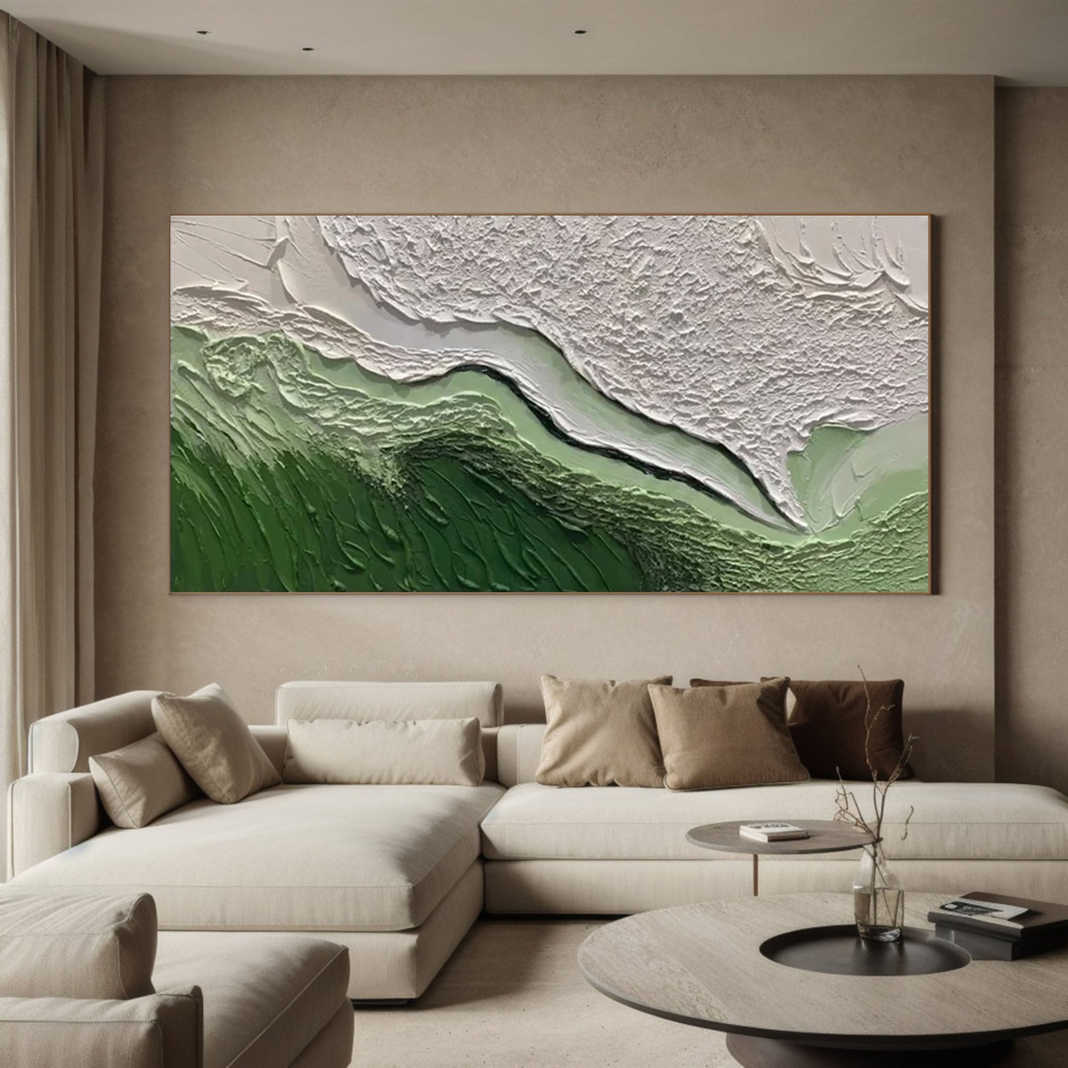 Green Landscape-Inspired Abstract Canvas for Home Decor #MM170