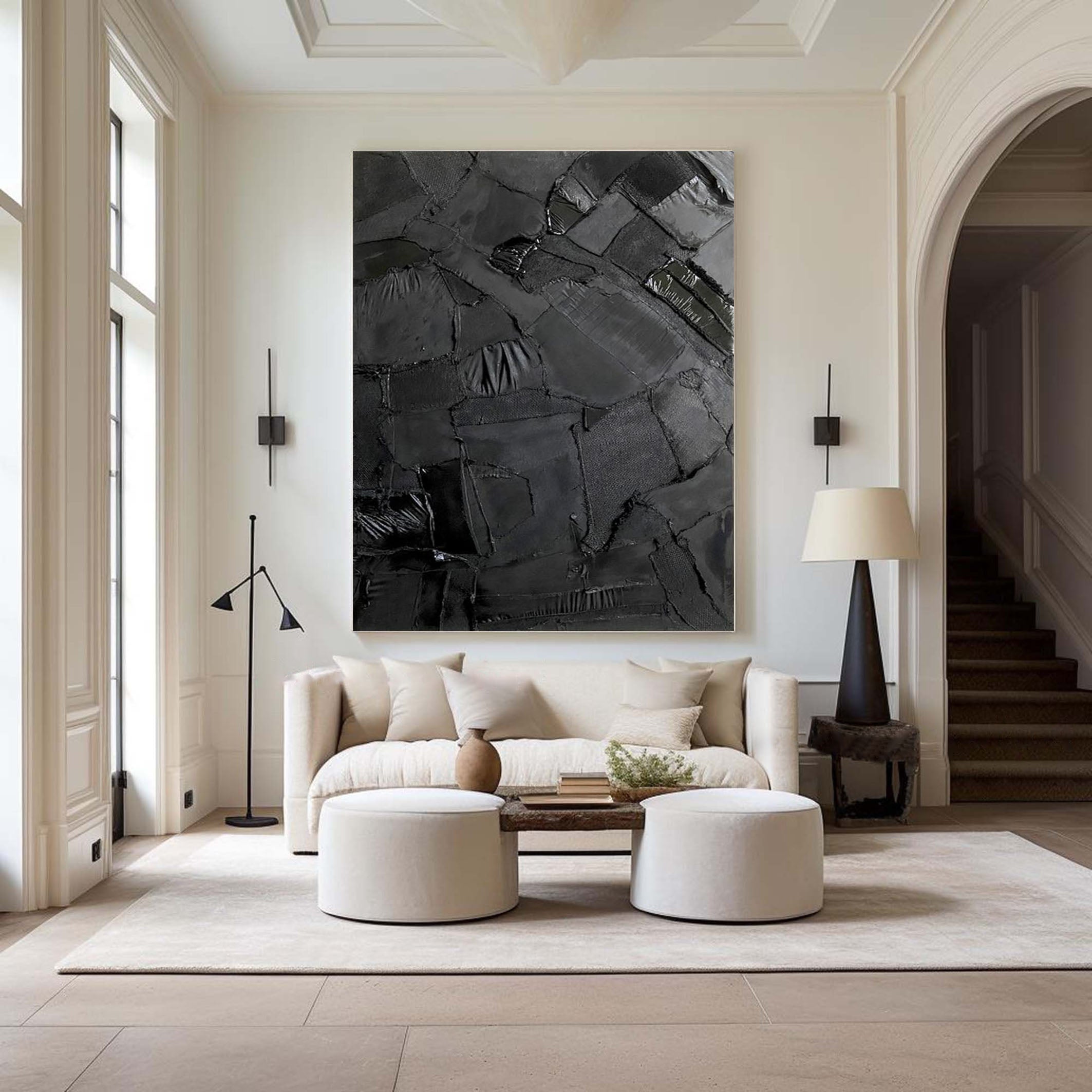 Noir Elegance | Modern Textured Wall Art Decor #MM104