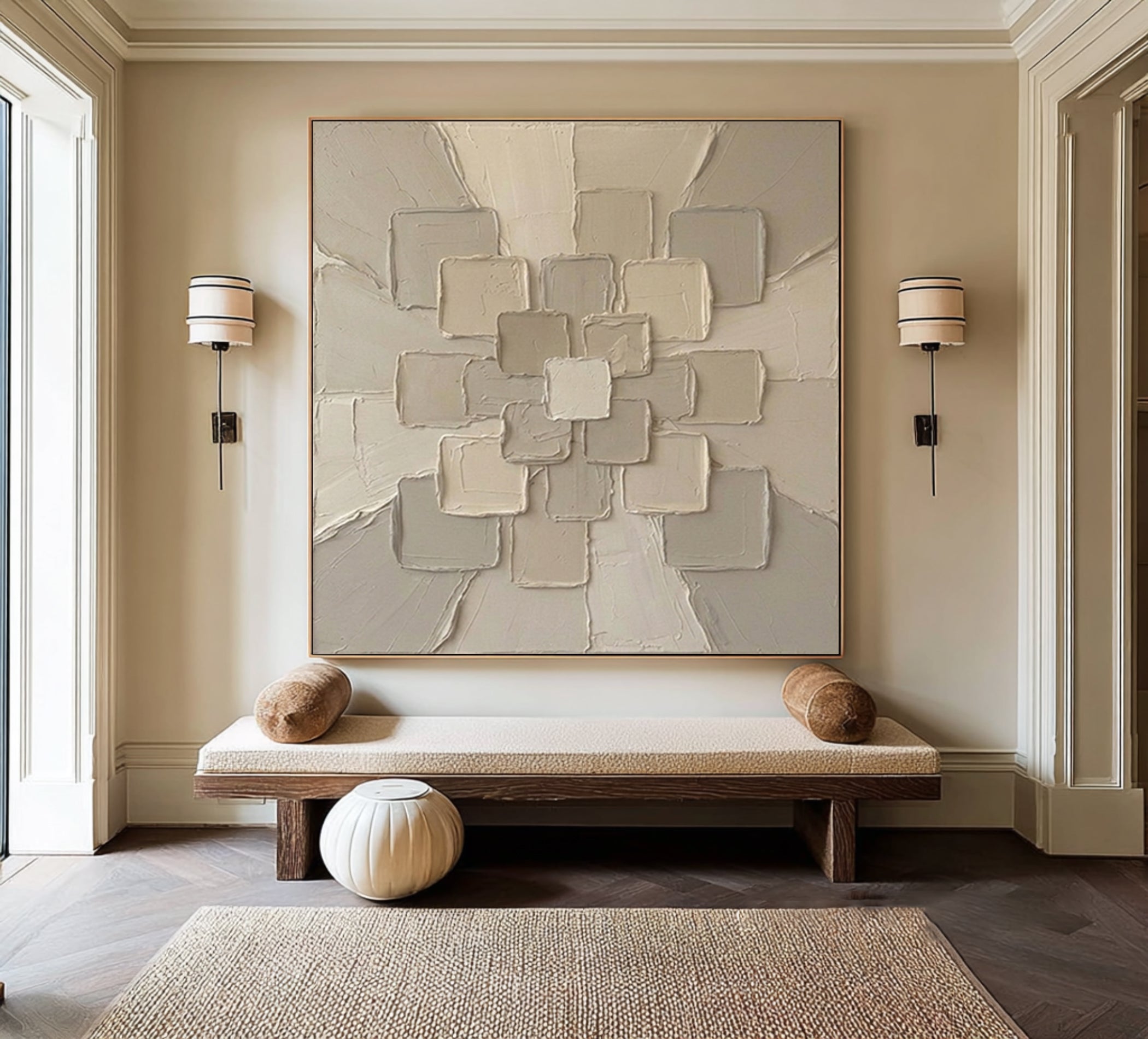 Large Architectural Radiance Wall Art Contemporary Neutral Textured Canvas Painting
