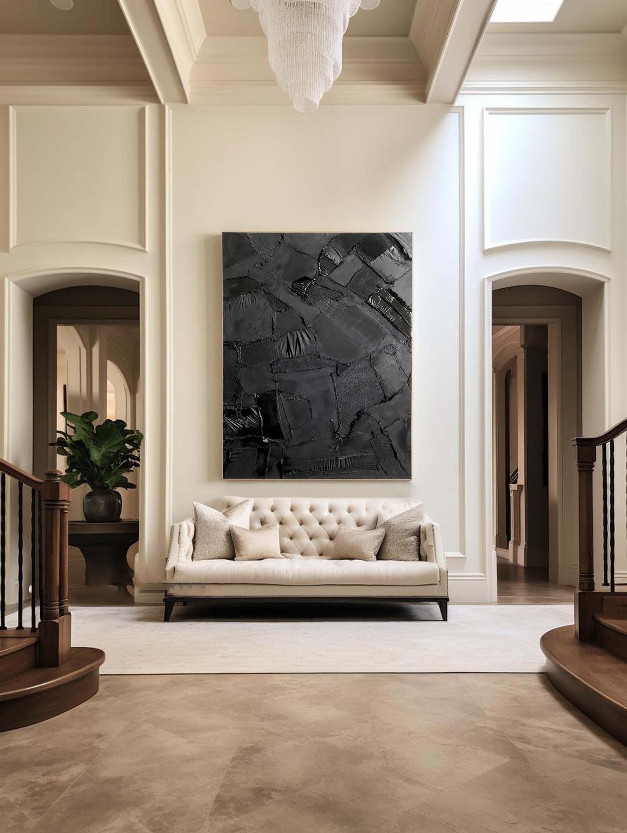 Noir Elegance | Modern Textured Wall Art Decor #MM104