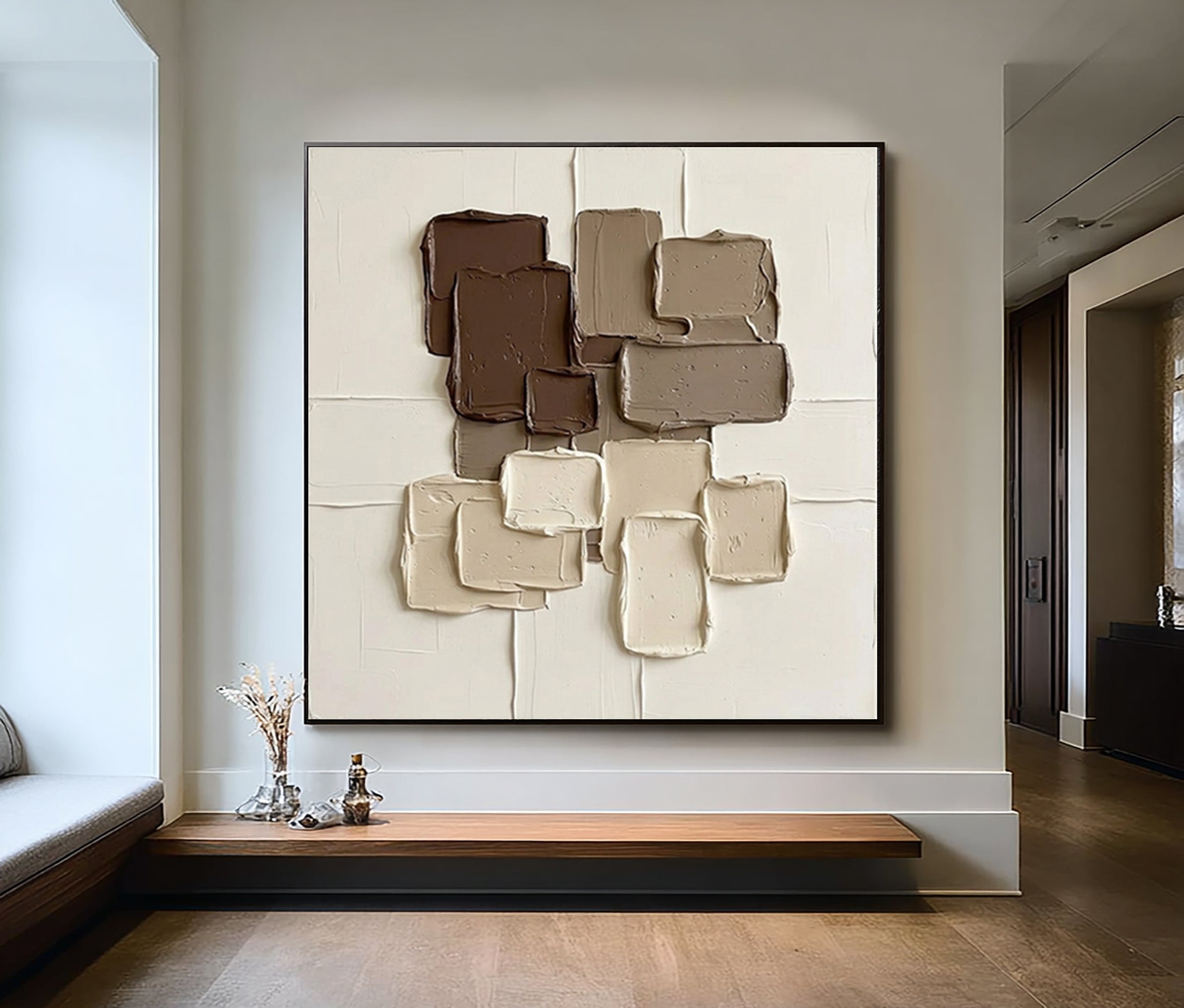 Large Chocolate Brown Textured Wall Art Neutral Contemporary Canvas Painting