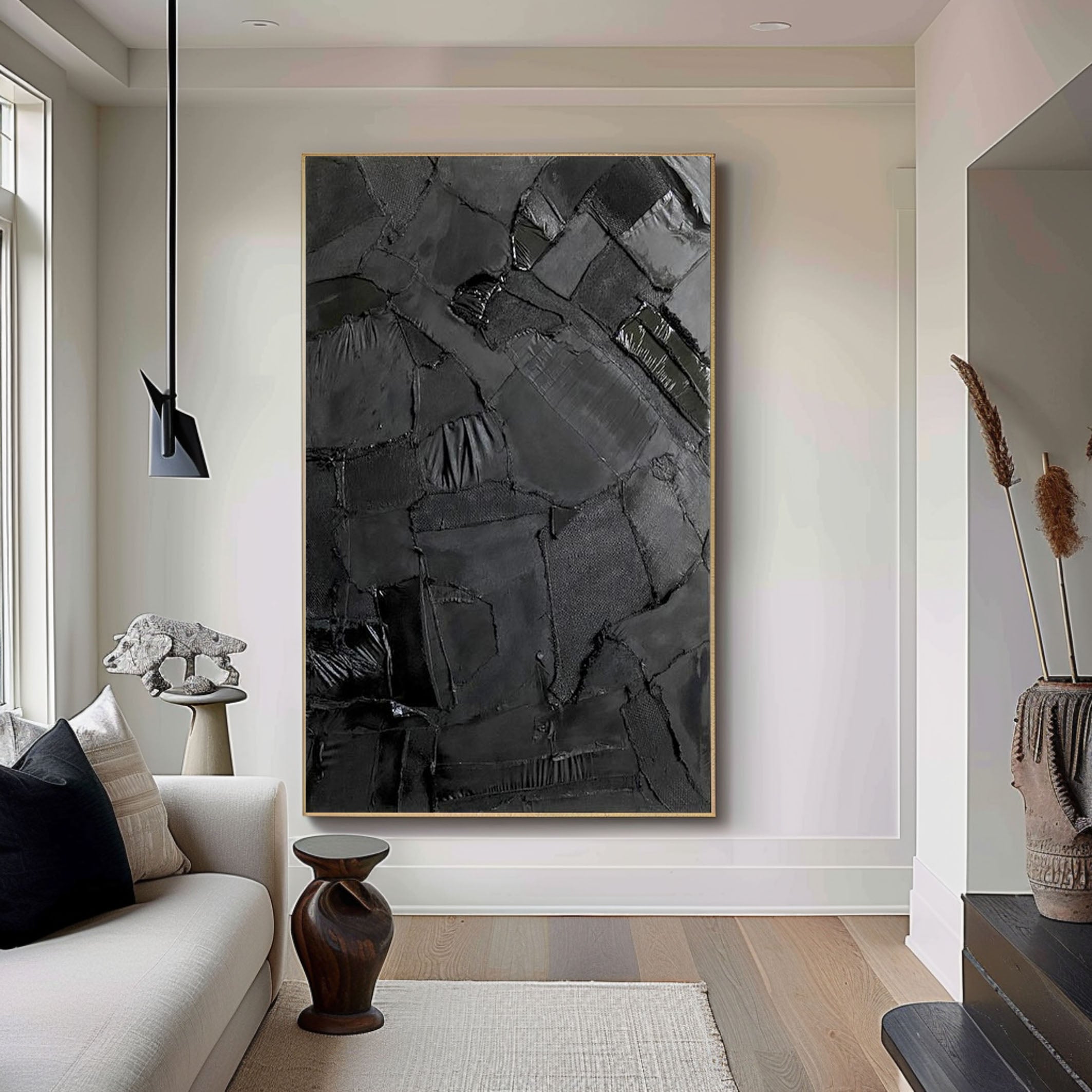 Noir Elegance | Modern Textured Wall Art