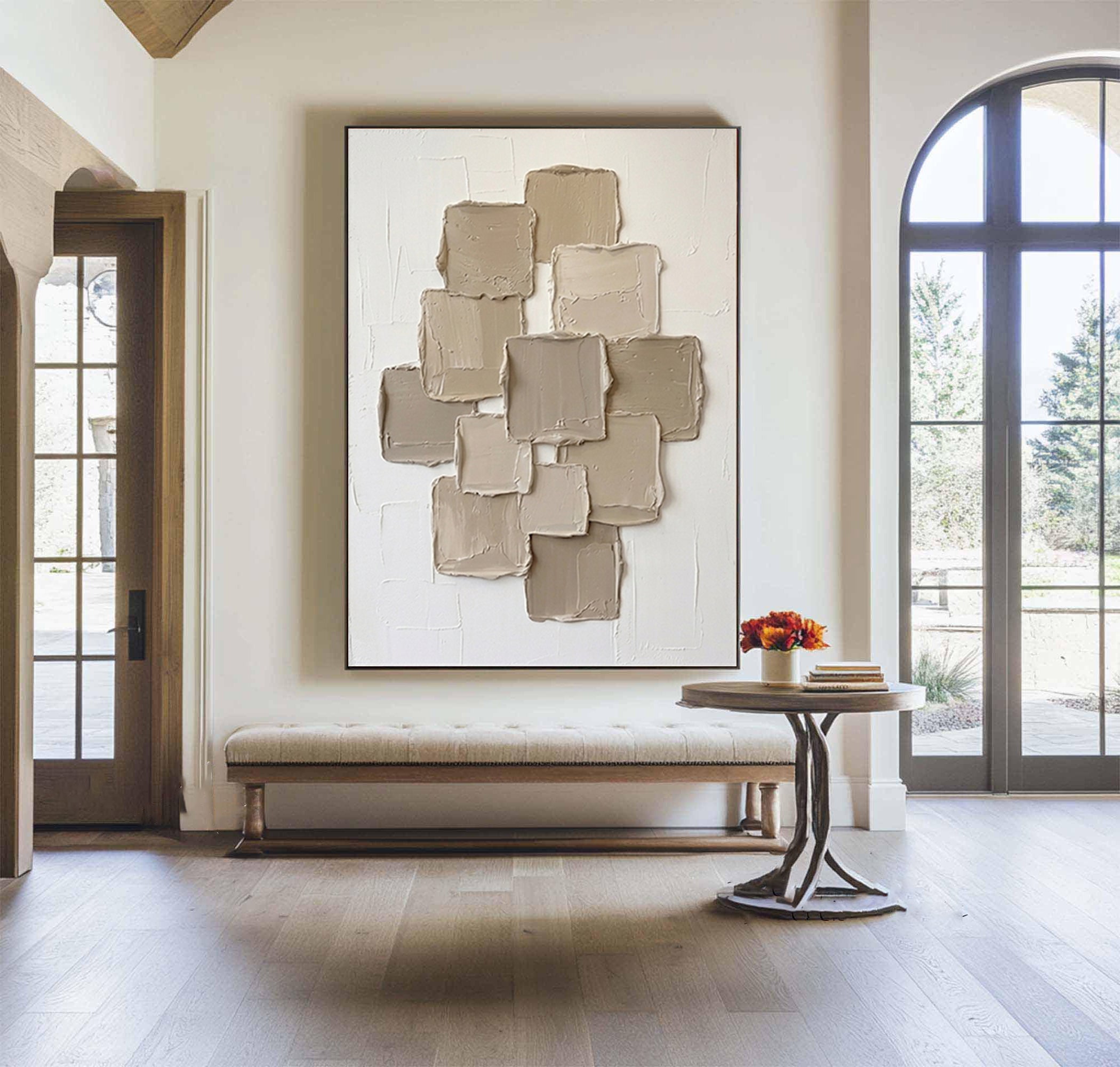 Large Sculptural Block Texture Canvas Art Modern Neutral Painting