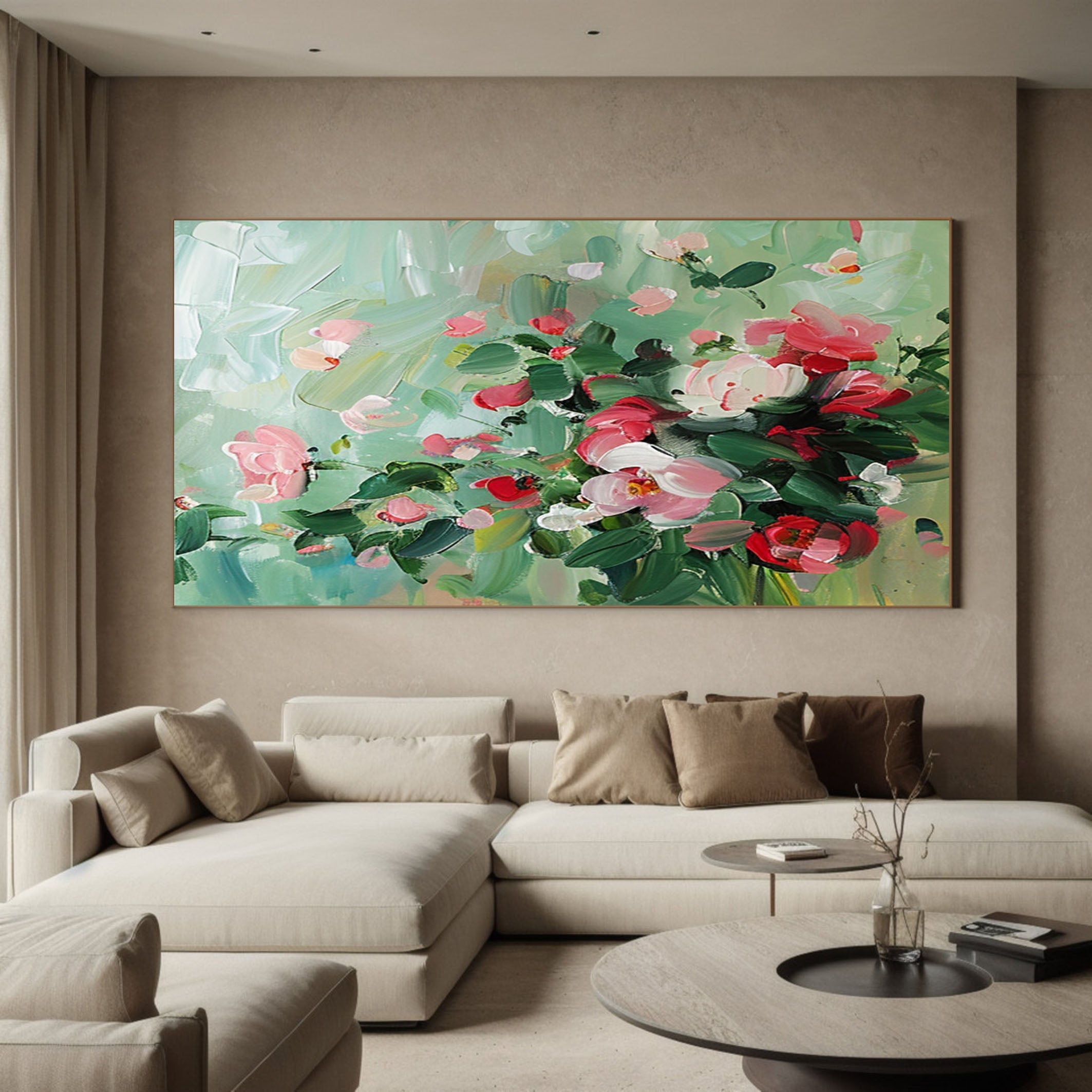 Vibrant Floral Wall Art Modern Abstract Flowers On Canvas #FB009