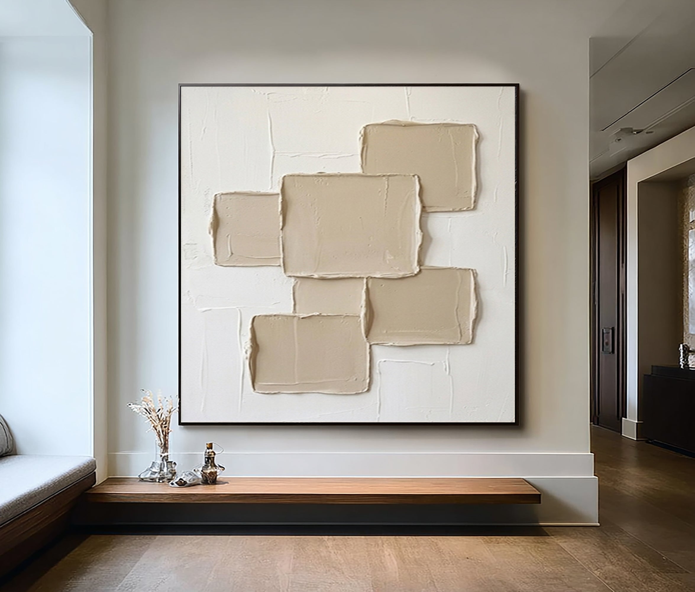 Large Contemporary Geometric Texture Art Hand Painted Canvas