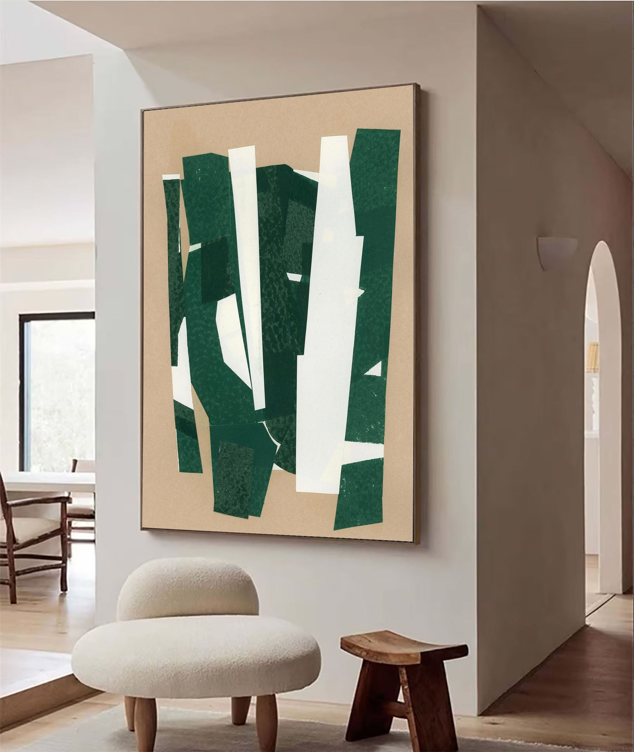 Contemporary Green and White Wall Art For House #AB021