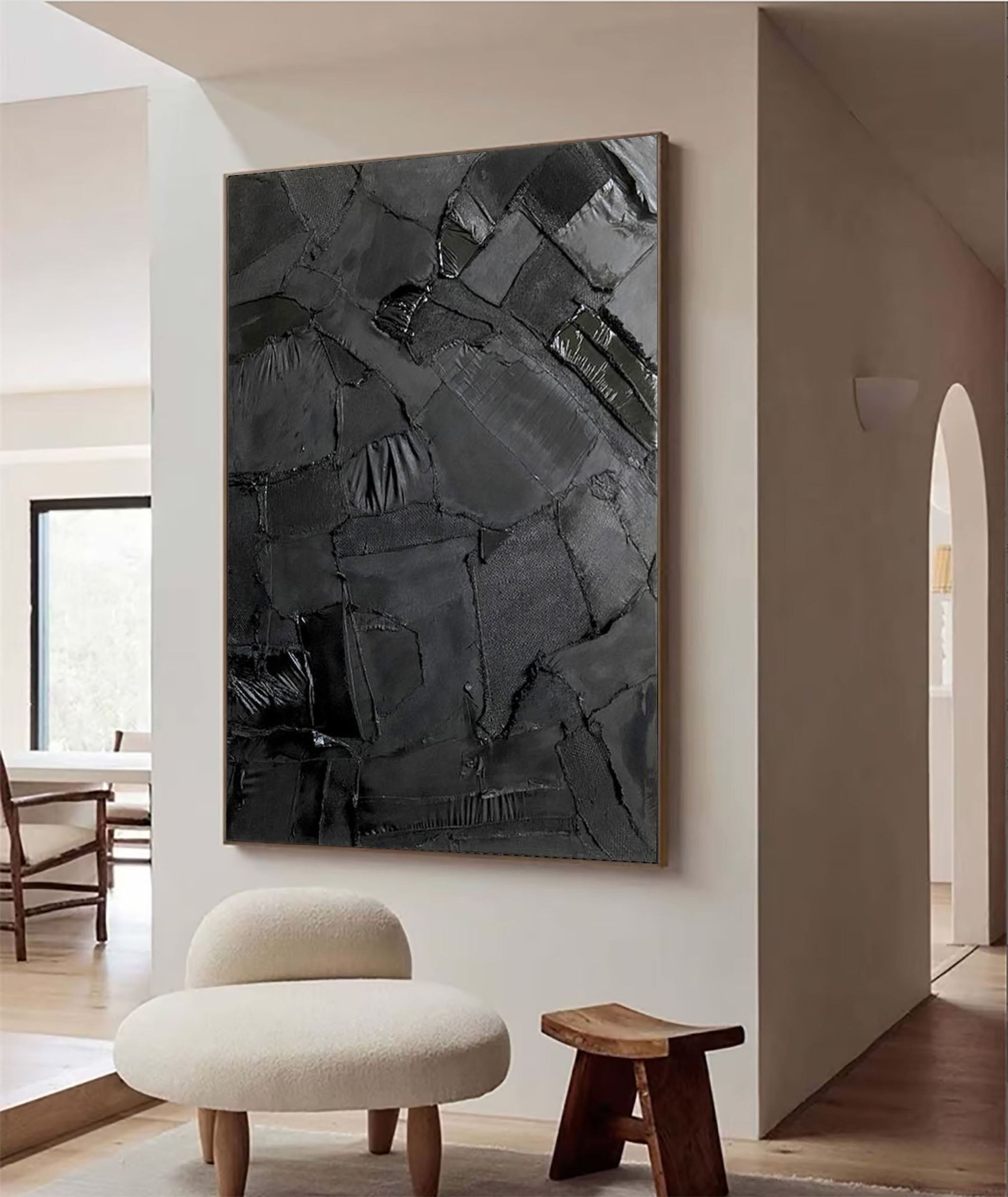 Noir Elegance | Modern Textured Wall Art Decor #MM104