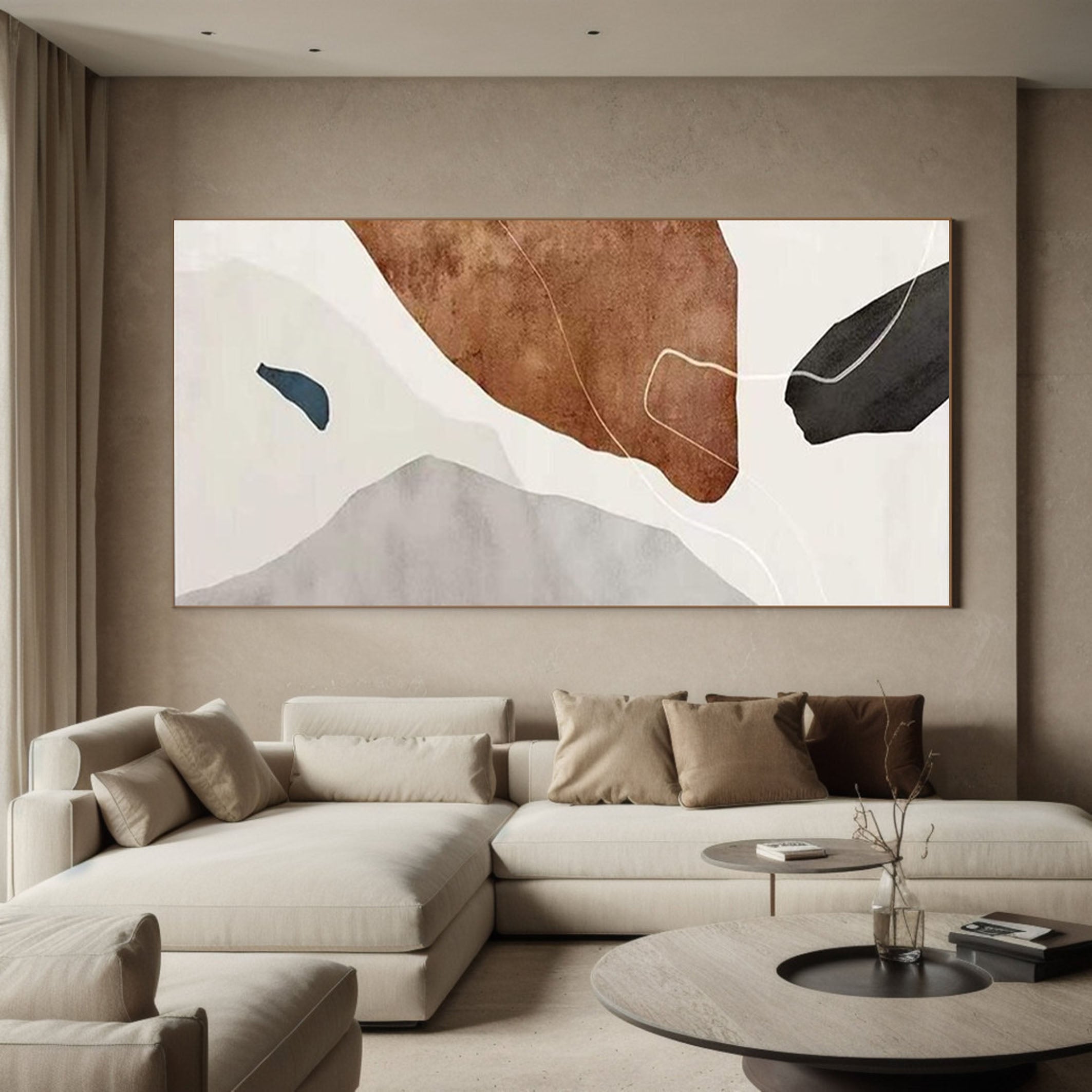 Large Contemporary Wall Art in Warm Neutral Shades #MC030