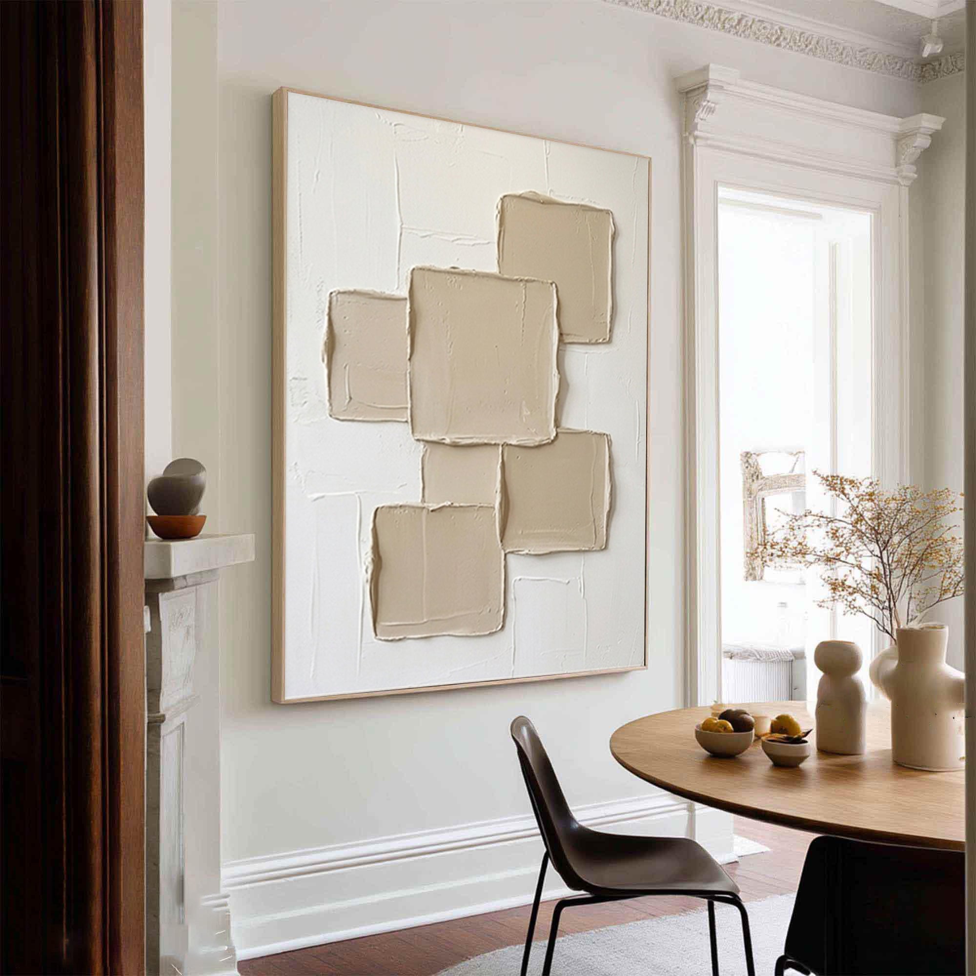 Large Sculptural White Wall Art Contemporary Relief Canvas