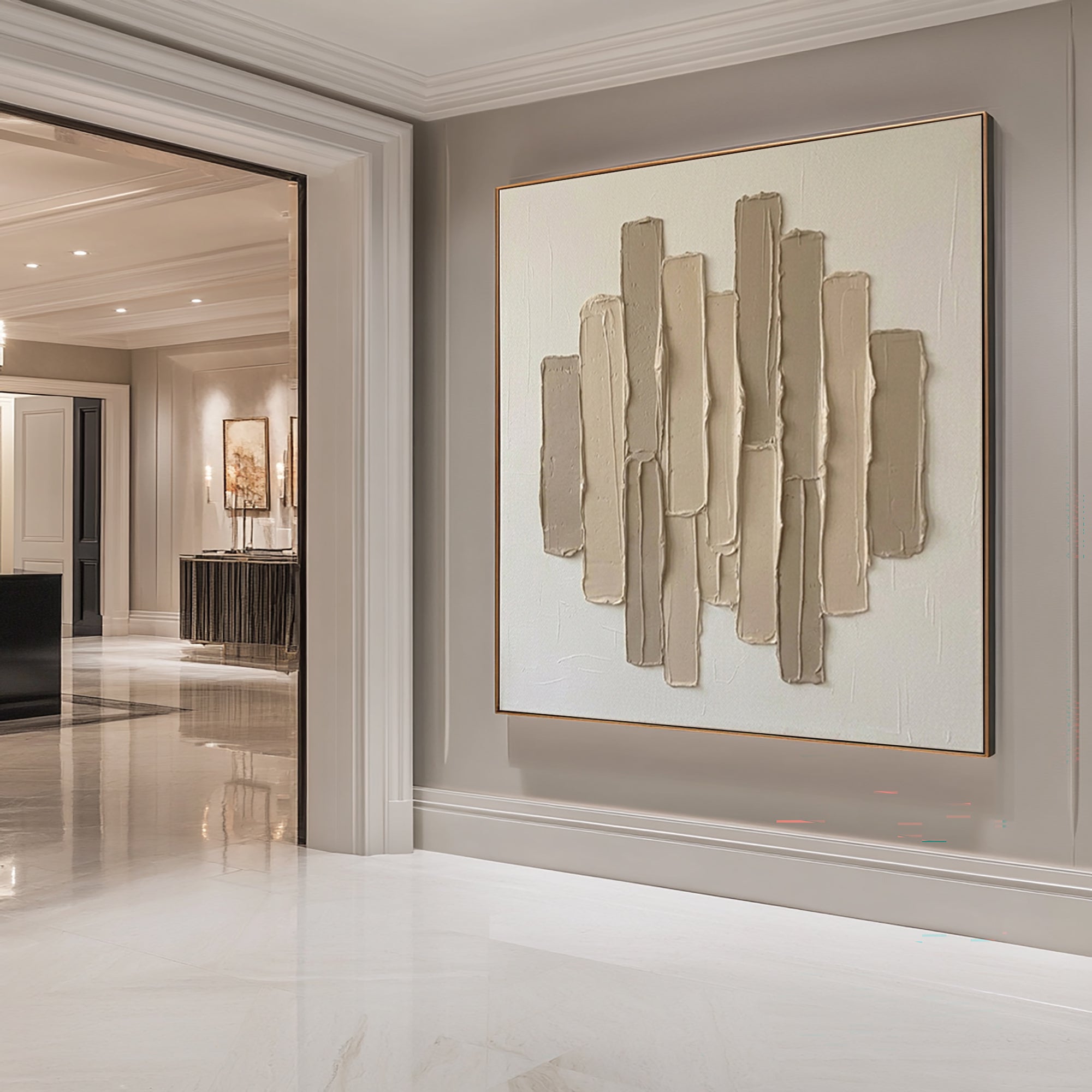Large Organic Vertical Relief Wall Art Neutral Contemporary Sculptural Canvas Painting