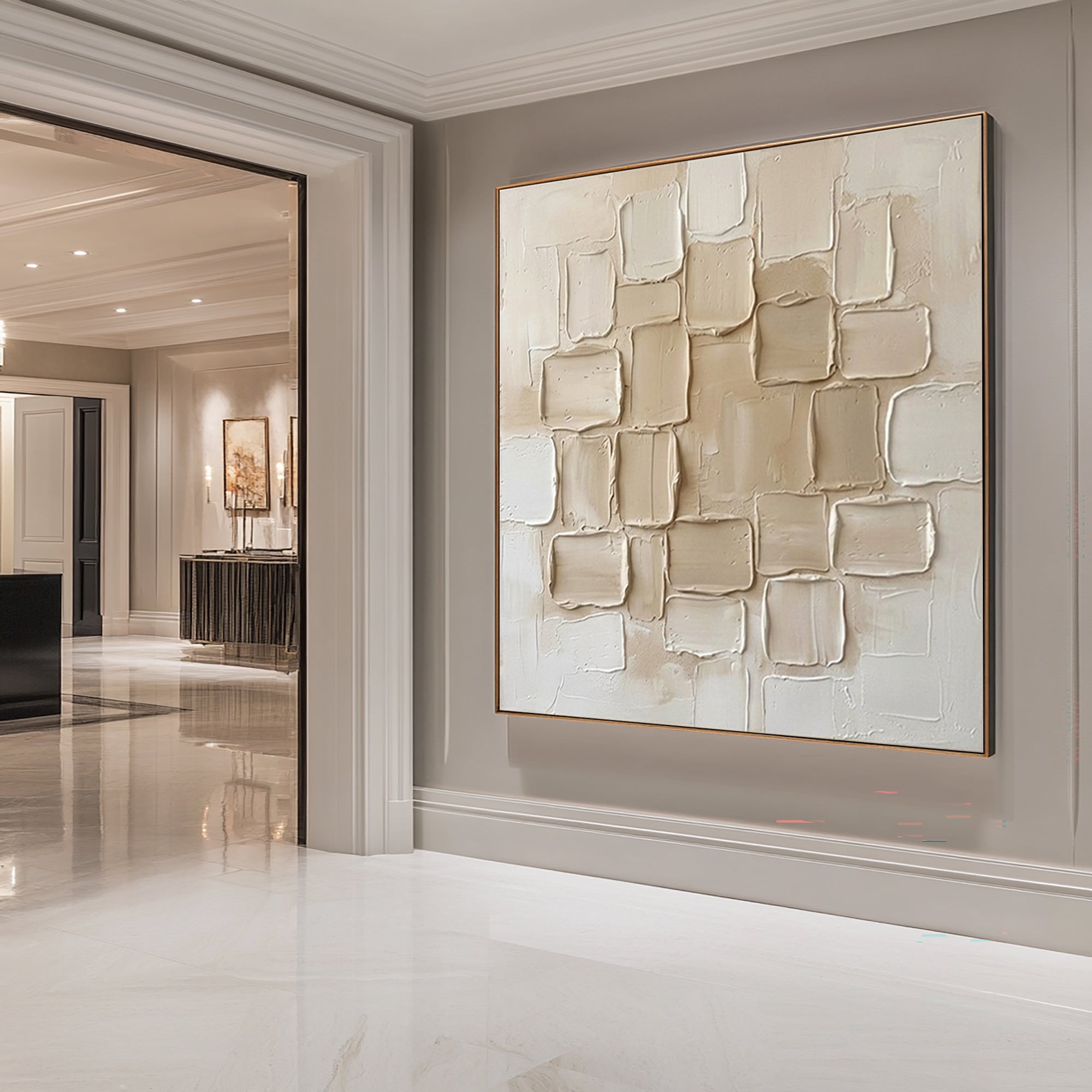 Large Limestone Relief Texture Wall Art Contemporary Neutral Painting