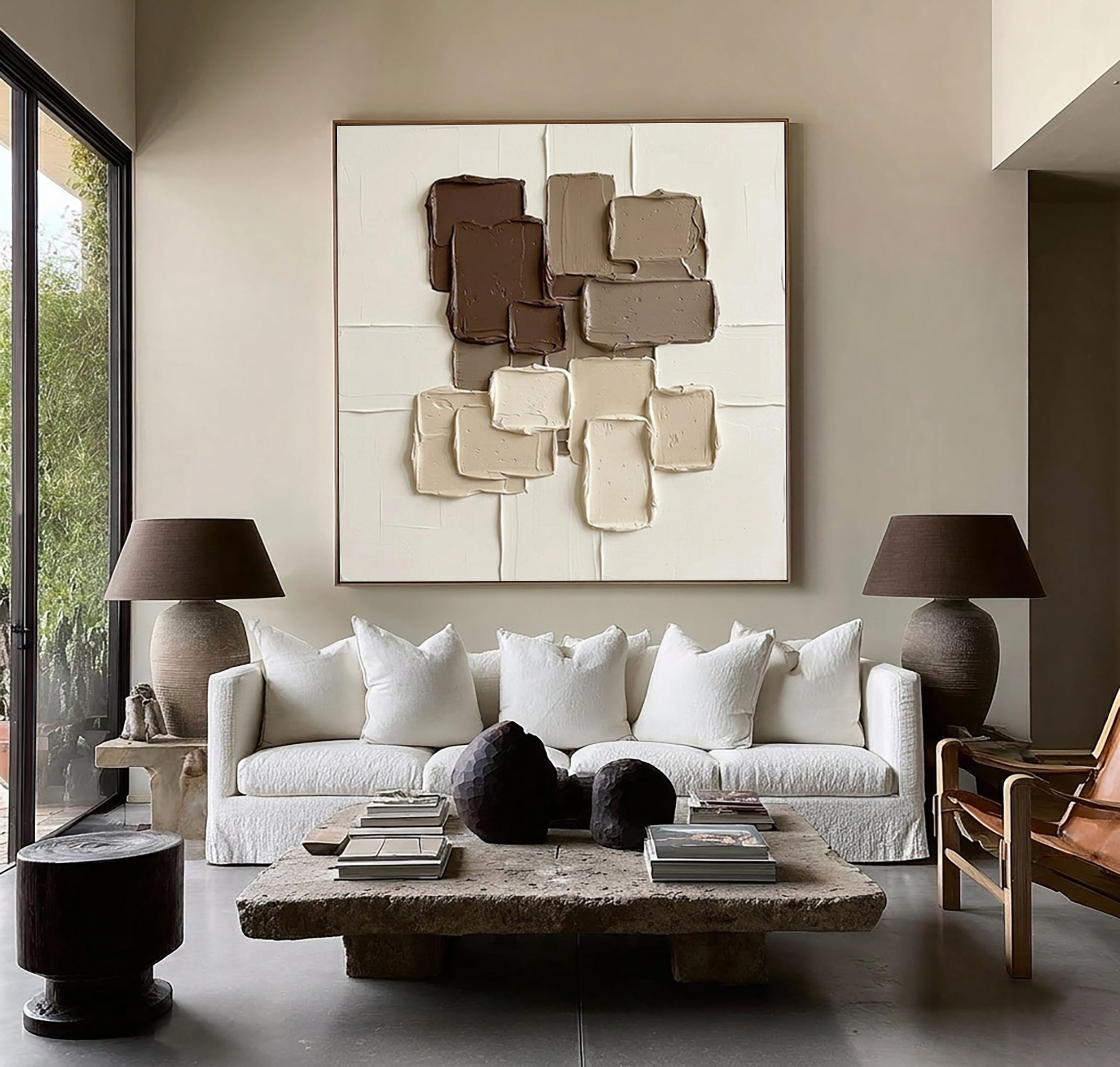 Large Chocolate Brown Textured Wall Art Neutral Contemporary Canvas Painting